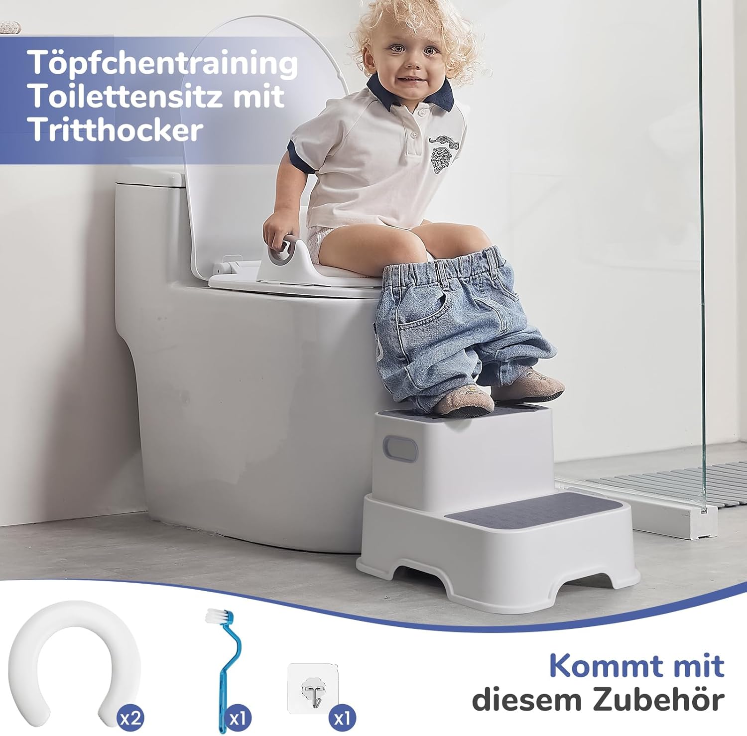 Detalle 2 de DEANIC Toilettensitz für Kinder mit 2‑Stufen Hocker 🚽