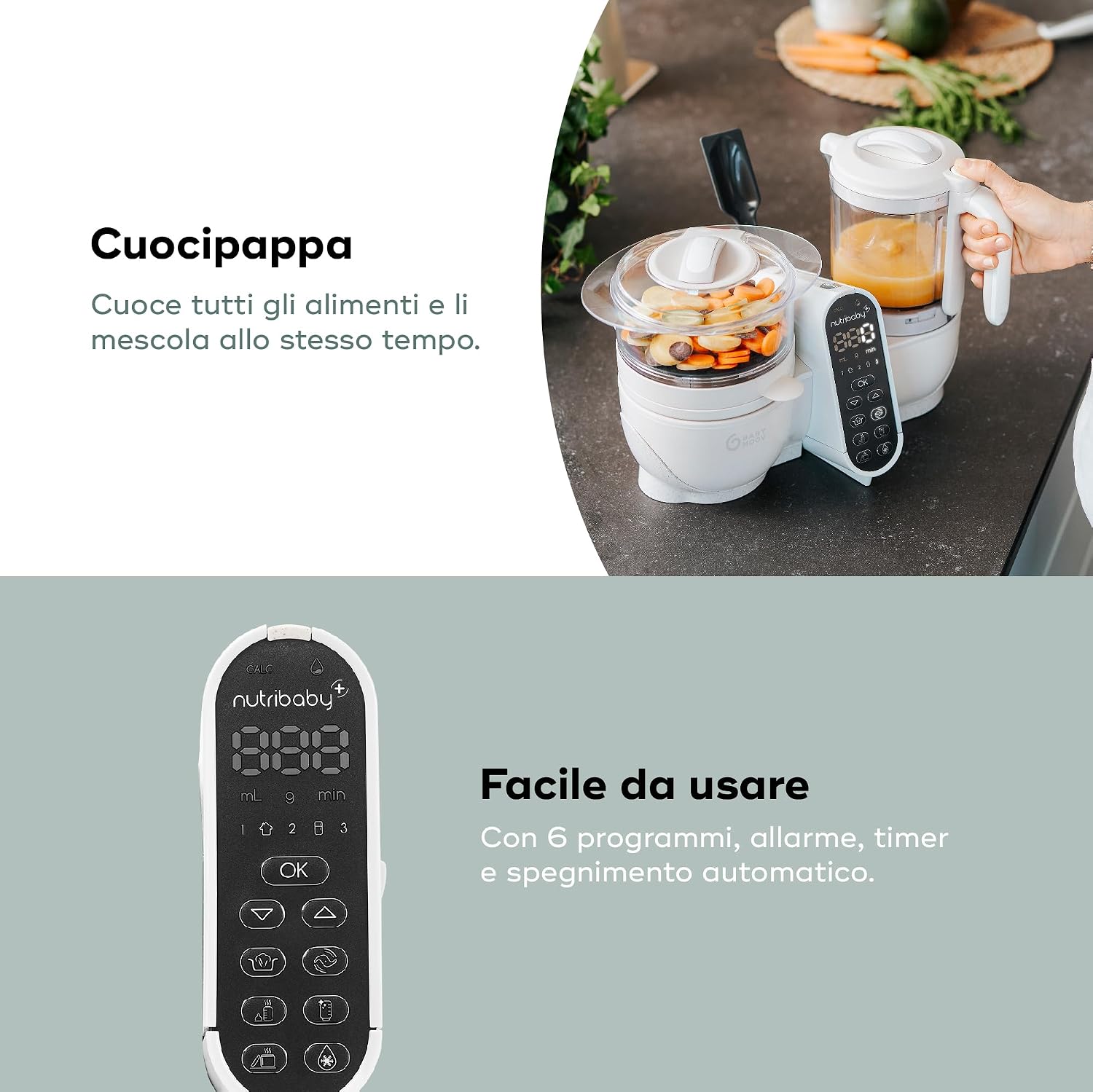 Thumbnail 3 de Babymoov Nutribaby(+) Cuocipappa 6 in 1 – cuocivapore, frullatore e batch cooking, Beige minerale