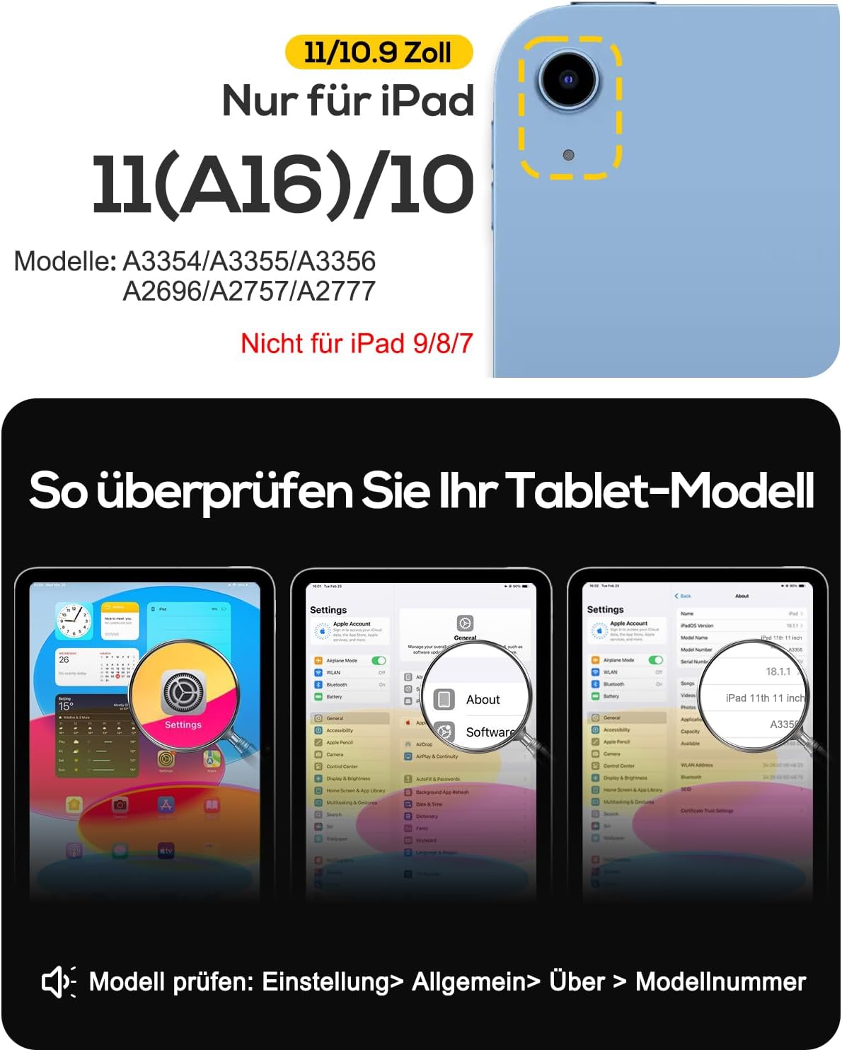 Thumbnail 1 de BRAECN Hülle für iPad (A16) 11/10 Generation – 11/10,9 Zoll, 360° Drehbarkeit, Stifthalter, Ständer & Schultergurt