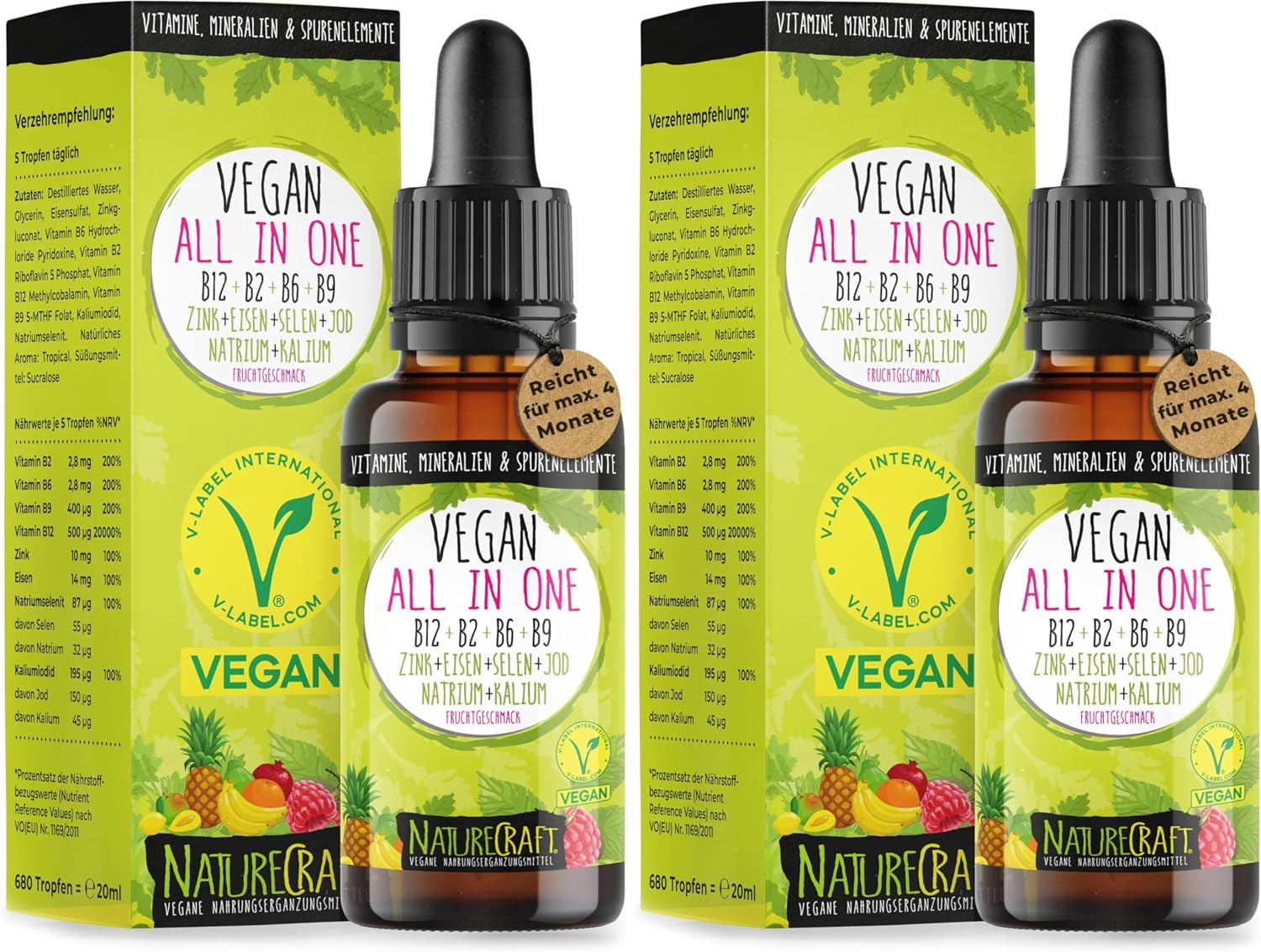 Thumbnail 6 de Vegan All-in-One Tropfen mit B12/B2/B6/B9, Zink, Eisen, Selen & Jod (20 ml) – NatureCraft