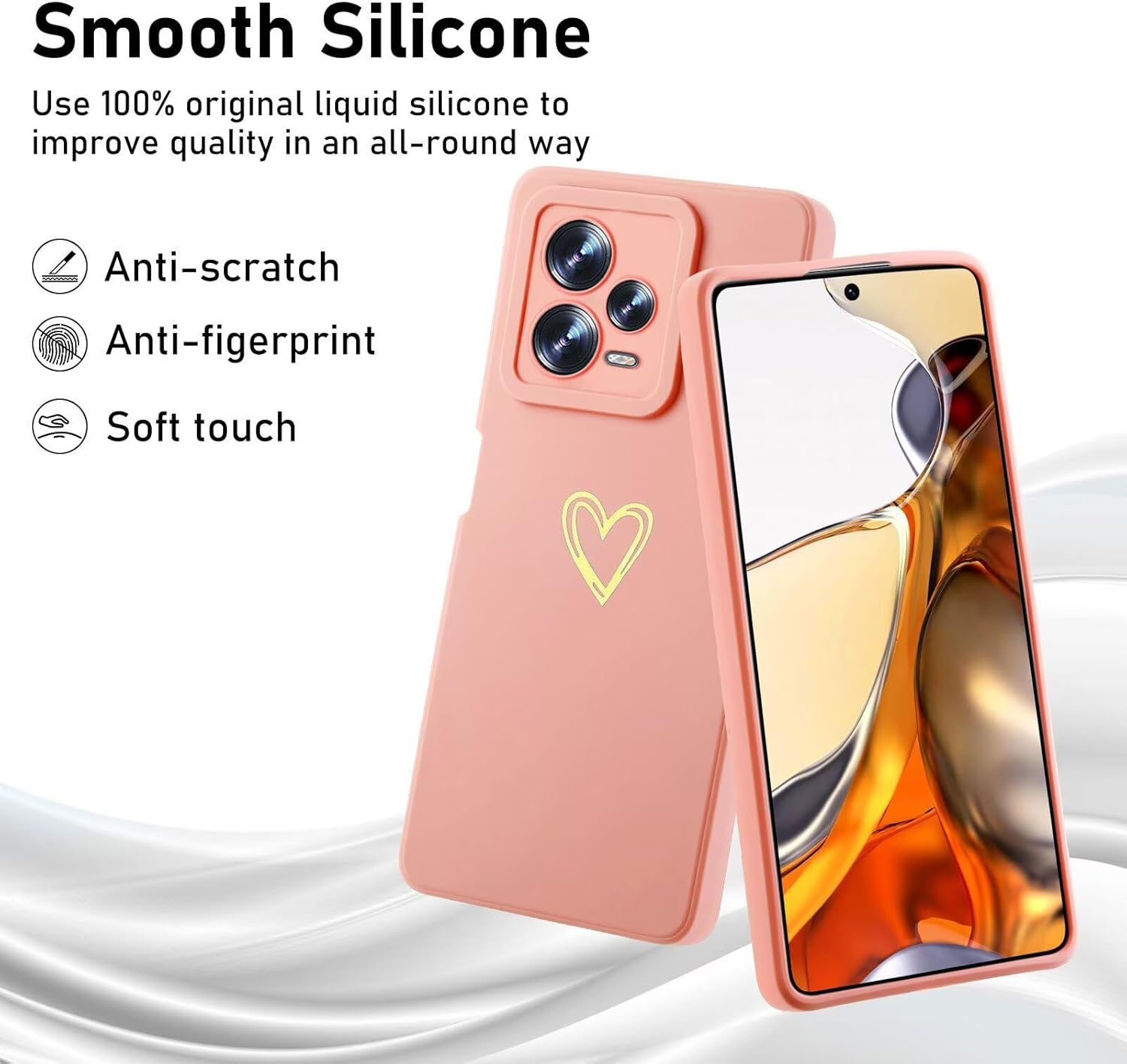 Thumbnail 4 de Jeelar ESONG Silikon-Handyhülle für OnePlus Nord CE5 mit Handschlaufe und Herzdesign (rosa)