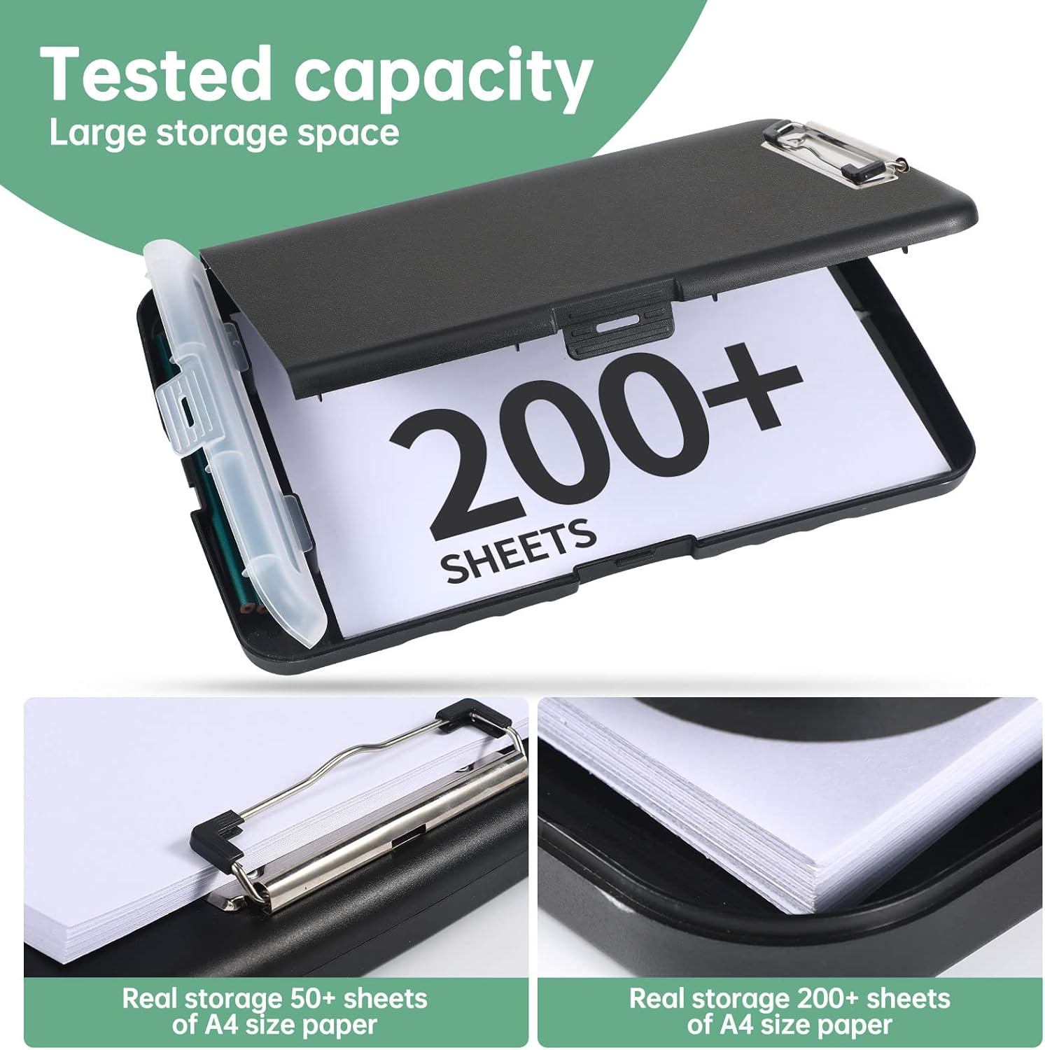 Detalle de DMFLY Clipboard with Storage (A4) with Low-Profile Metal Clip and Pen Compartment