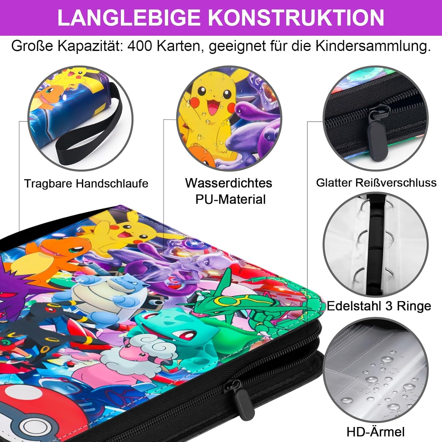 Thumbnail 2 de Sammelkarten Album für Pokémon‑Karten, 400 Karten 📚
