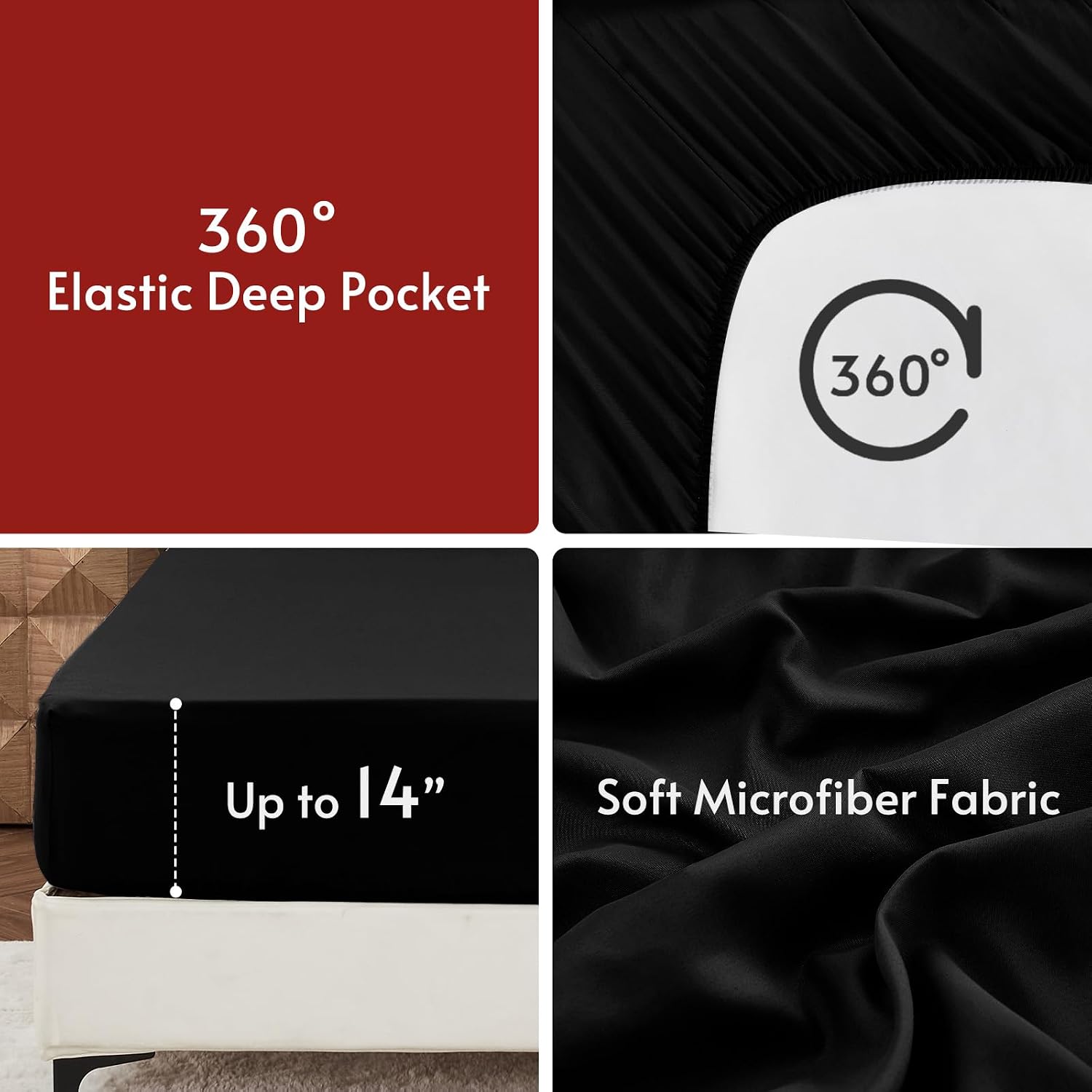 Thumbnail 6 de MUXHOMO Oversized King Comforter Set, 7-Piece Reversible Red/Black Bedding