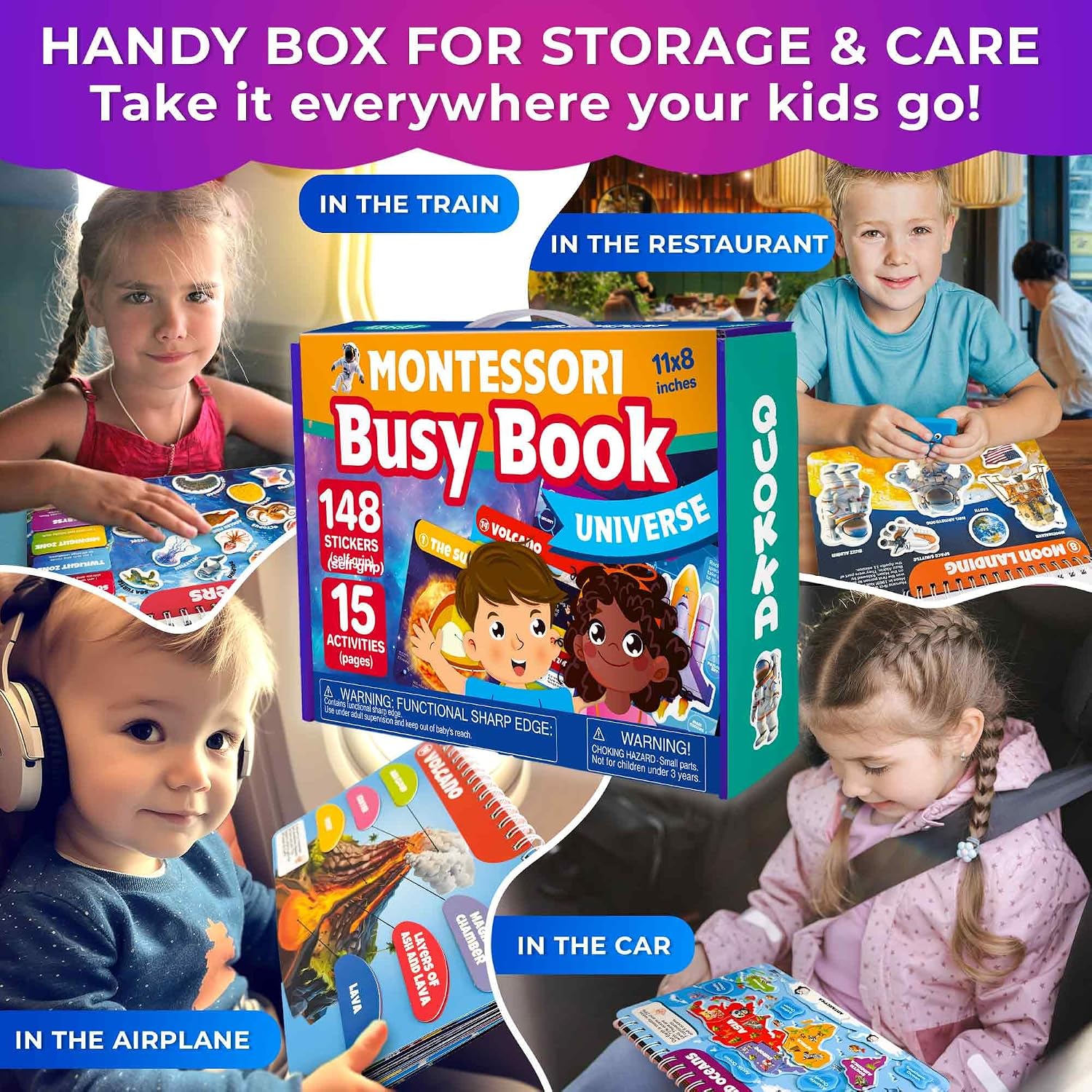 Detalle de QUOKKA Montessori Busy Book for Ages 4-8 with 15 Solar System & More Activities