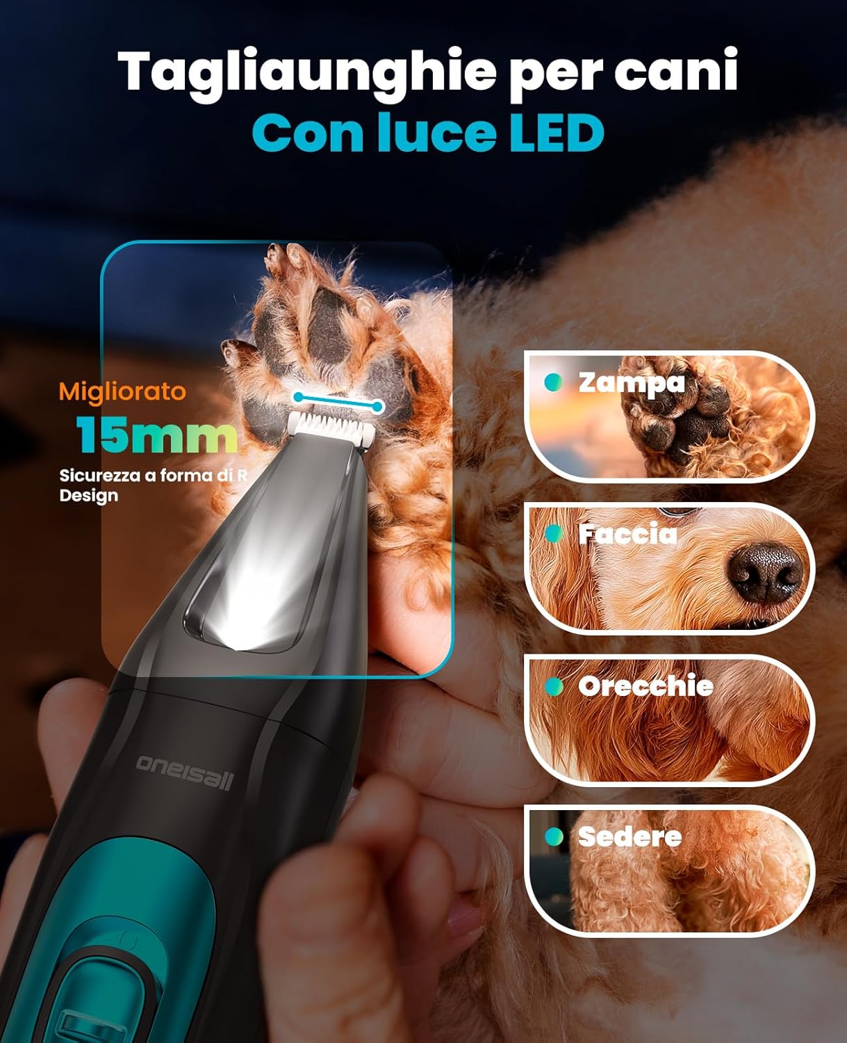 Thumbnail 6 de Oneisall 4 in 1 Tosatrice per Cane e Gatto con Luce LED – versione 2025, 2000mAh