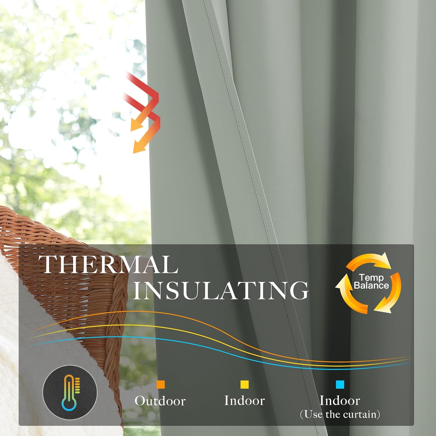 Thumbnail 4 de KGORGE Scheibengardine Salbeigrün – blickdichtes Küchenvorhang-Set mit Ösen (90 x 90 cm, 2er-Pack)