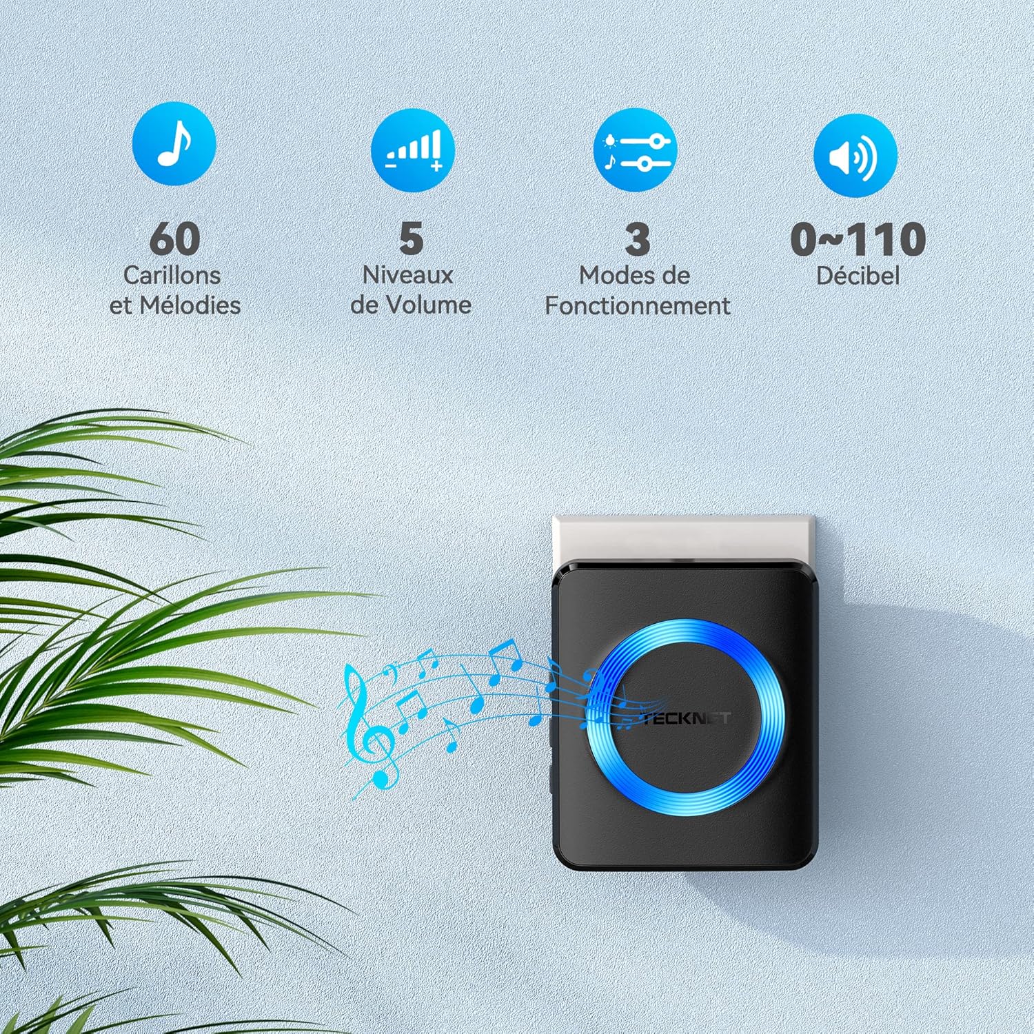 Thumbnail 2 de TECKNET Sonnette sans fil 400 m