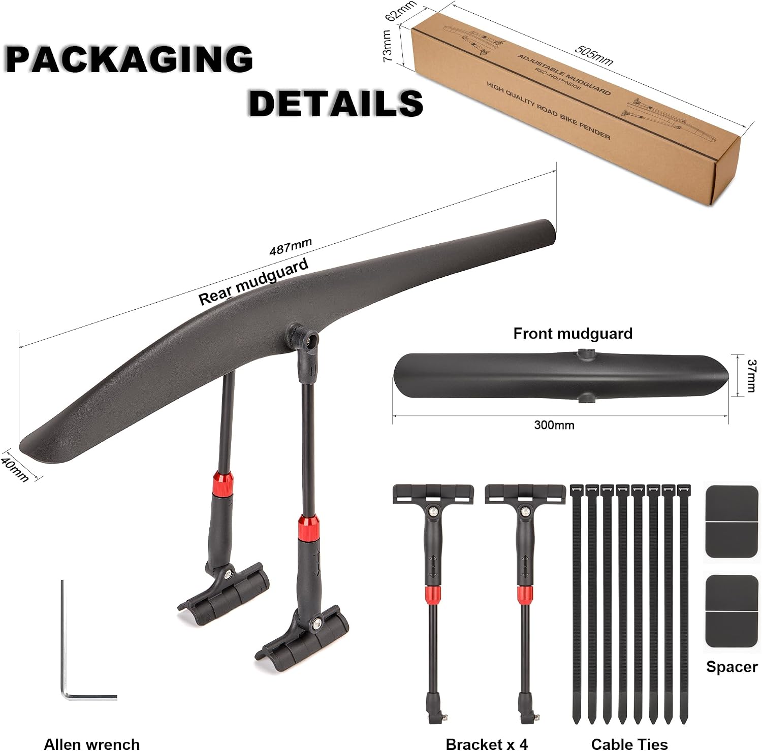 Detalle de Kadacha Fahrrad-Schutzblech-Set universal (24–29 Zoll) – schneller An- und Abbau