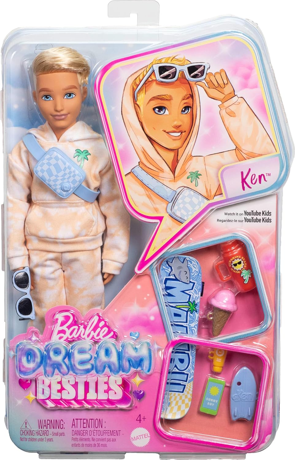 Thumbnail 6 de Barbie Dream Besties Ken Posable Fashion Doll (JDD75) with Removable Outfits & Summer/Skate Accessories