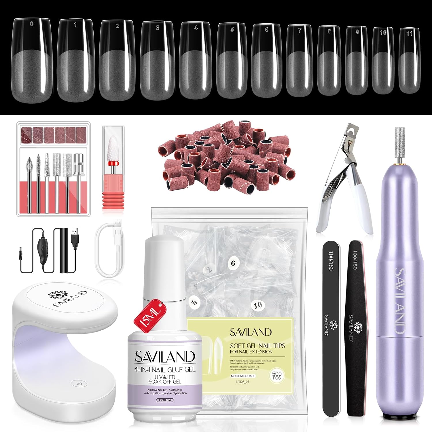 Detalle de SAVILAND Soft Gel Nail Tips Kit, 500 Pieces