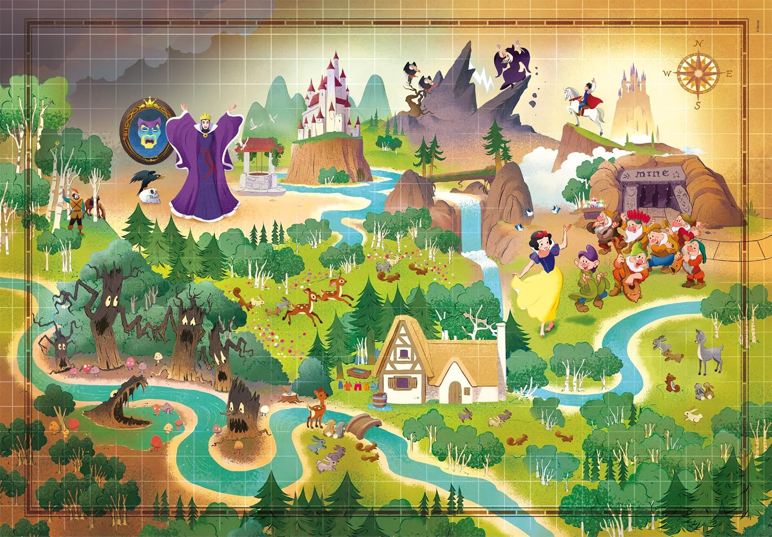 Thumbnail 1 de Clementoni Disney Story Maps Biancaneve 1000 pezzi (39814) puzzle adulti con poster, 70 x 50 cm