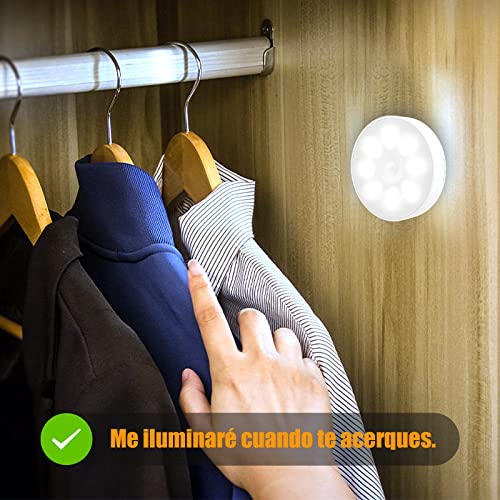 Thumbnail 6 de Electight 3 Pack Luz Nocturna LED Recargable por USB, Sensor de Movimiento para Interiores, 8 LED, 3 Modos (AUTO/ON/Off), para Dormitorio, Armarios, Pasillo, Escaleras, Garaje, Entrada (Blanco)