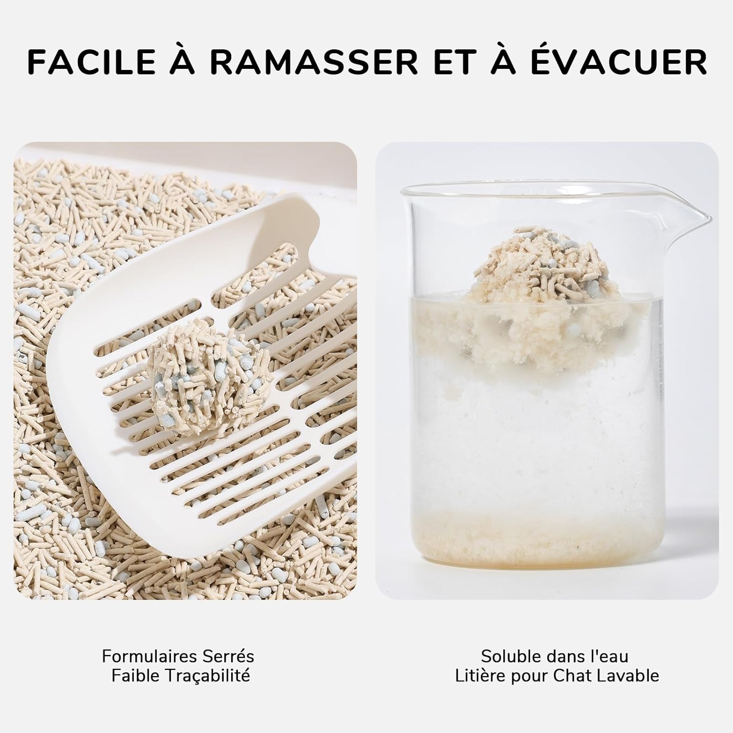 Detalle de FUKUMARU Litière pour Chat en Tofu, 10,8 kg — Absorption rapide, sans poussière et réutilisable