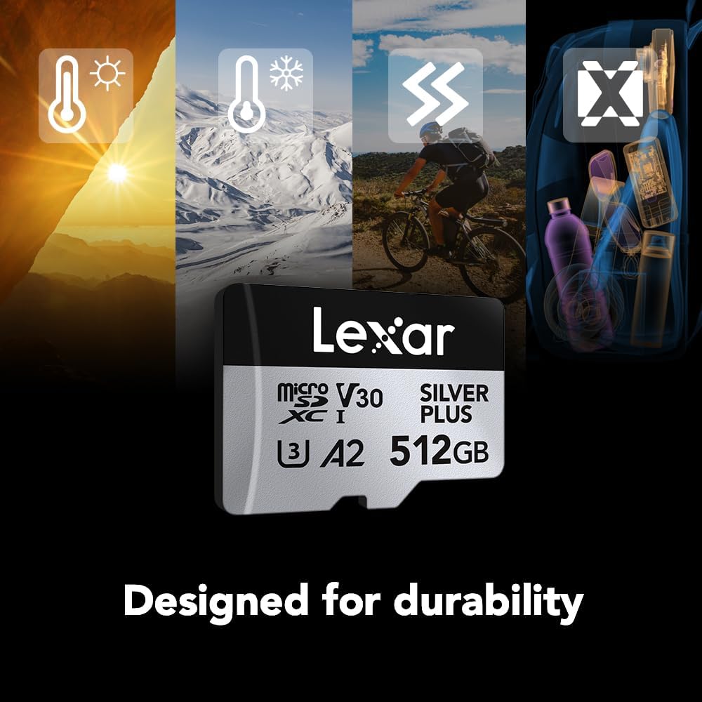 Thumbnail 5 de Lexar 512GB Professional Silver Plus microSDXC (UHS-I) — U3/V30 4K 60fps, up to 205/150 MB/s