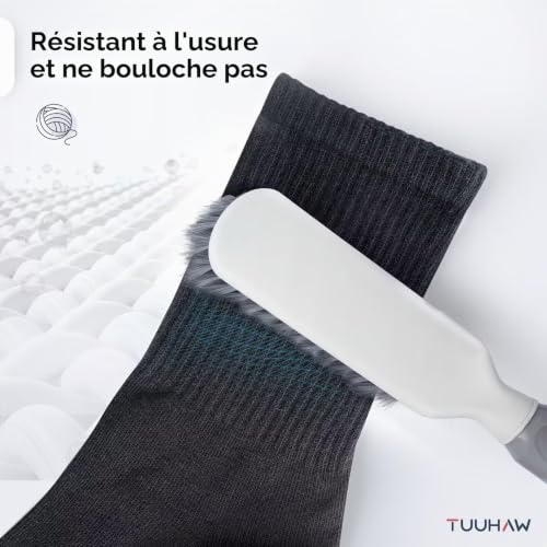 Detalle de TUUHAW Chaussettes de sport 39-42 en coton gris, éponge coussinée
