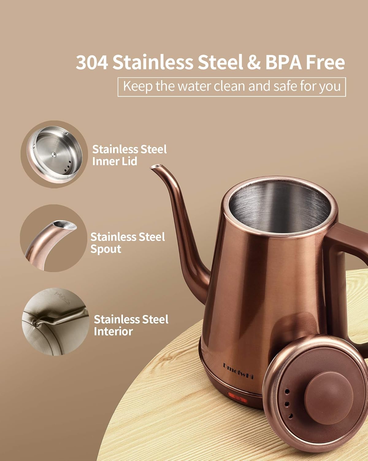 Detalle de DmofwHi 1.0L Gooseneck Kettle