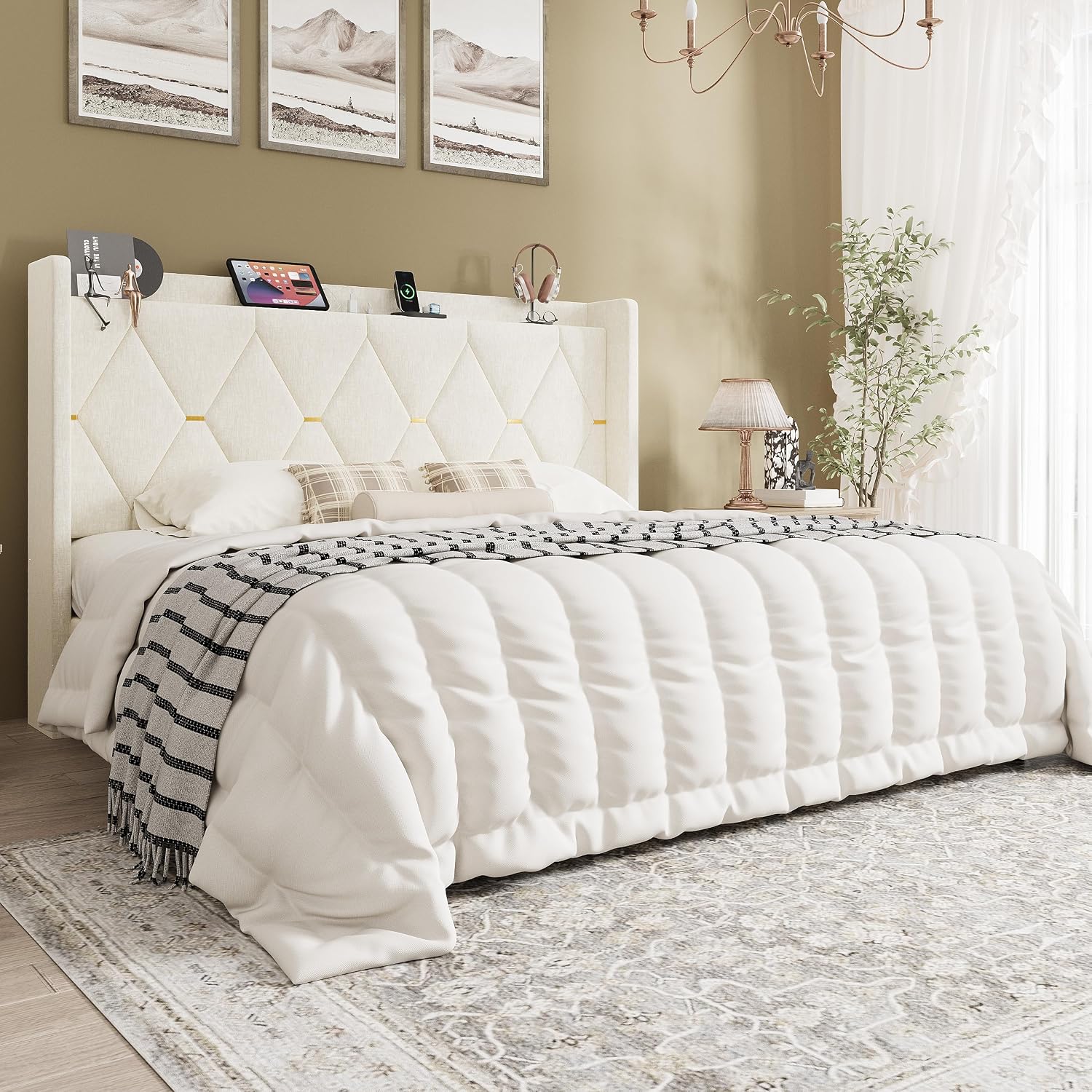 Detalle de SHA CERLIN Upholstered Bed Frame, King Size
