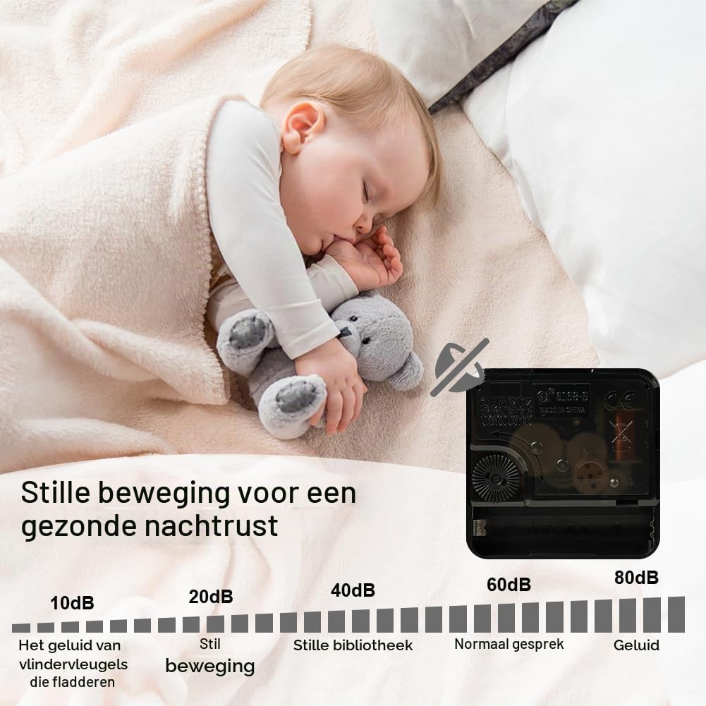 Detalle 1 de Aolso 20,3 cm wandklok met stil kwartsuurwerk en analoge wijzerplaat