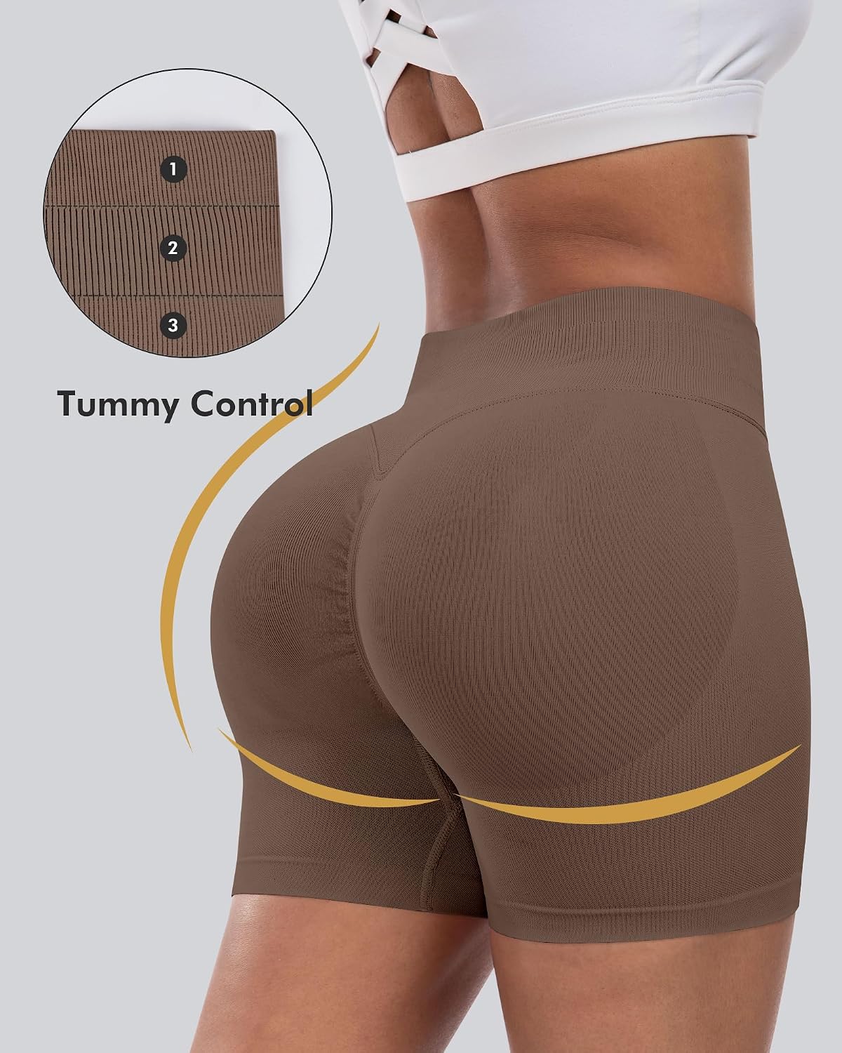 Detalle de CHRLEISURE Workout Biker Shorts 4‑Piece Set