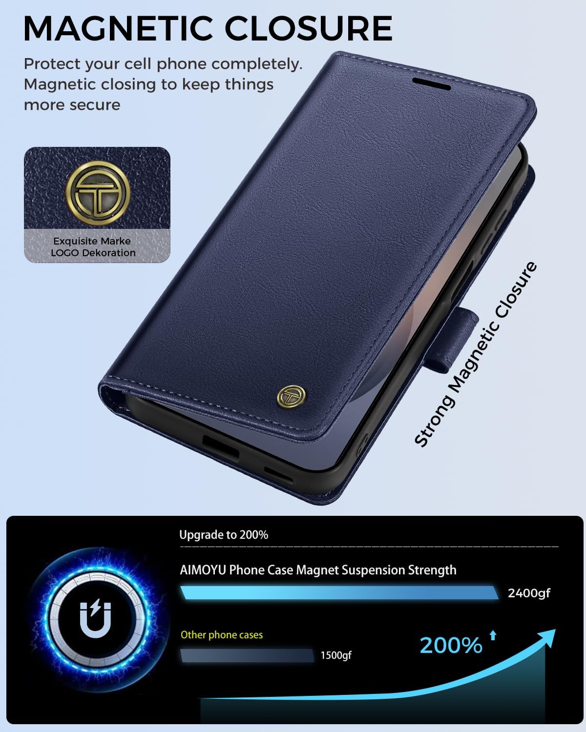 Thumbnail 3 de AIMOYU Galaxy S26 5G Flip Wallet Leather Case with RFID Blocking – Blue