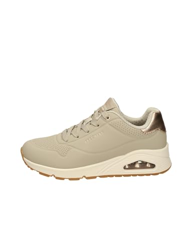 Detalle de Skechers Uno Golden Air para Mujer - Zapatillas con Skech-Air y ajuste de cuña (Taupe Durabuck/Silver Trim) 39 EU