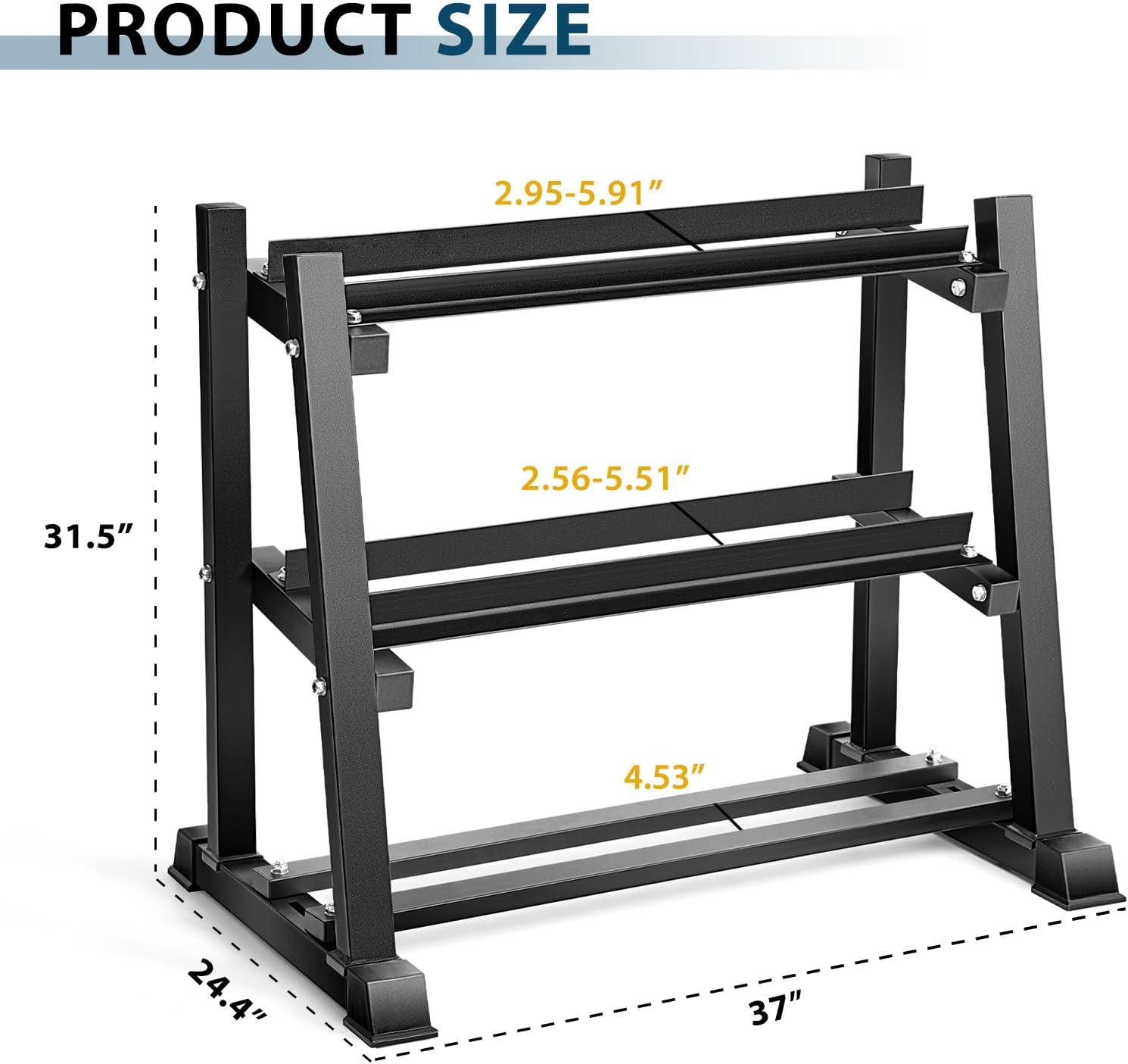 Detalle 2 de Bongkim 3-Tier Dumbbell Rack, Adjustable Alloy Steel Storage Stand