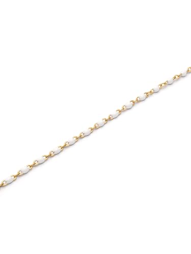 Detalle de SINGULARU Tobillera Mujer Dots Blanco Acero Baño Oro 18kt