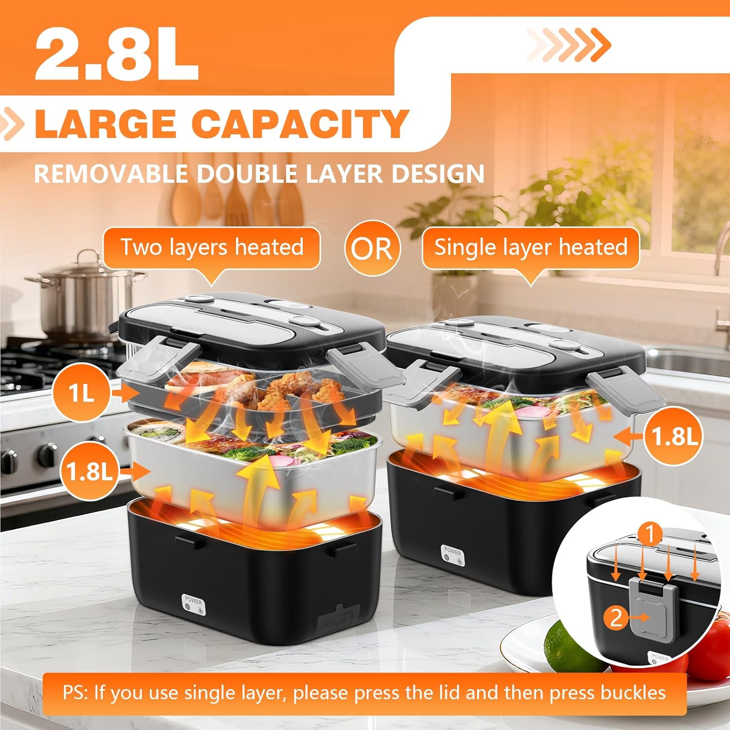 Detalle 2 de Electric Lunch Box 2.8L 100W Fast Heating