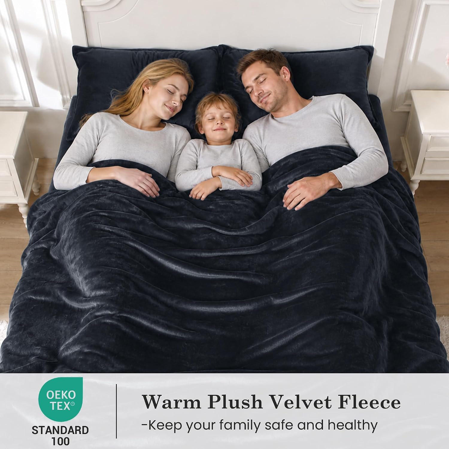 Detalle 1 de Viviland SHTDARKGREYQ Queen Fleece Sheet Set, 200 GSM, 15-Inch Pocket