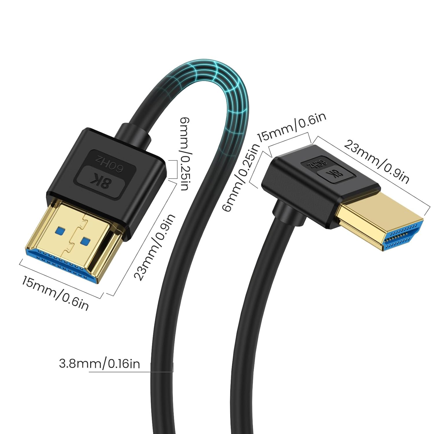 Thumbnail 1 de Maxhood 8K Short 90° HDMI Cable 0.3m