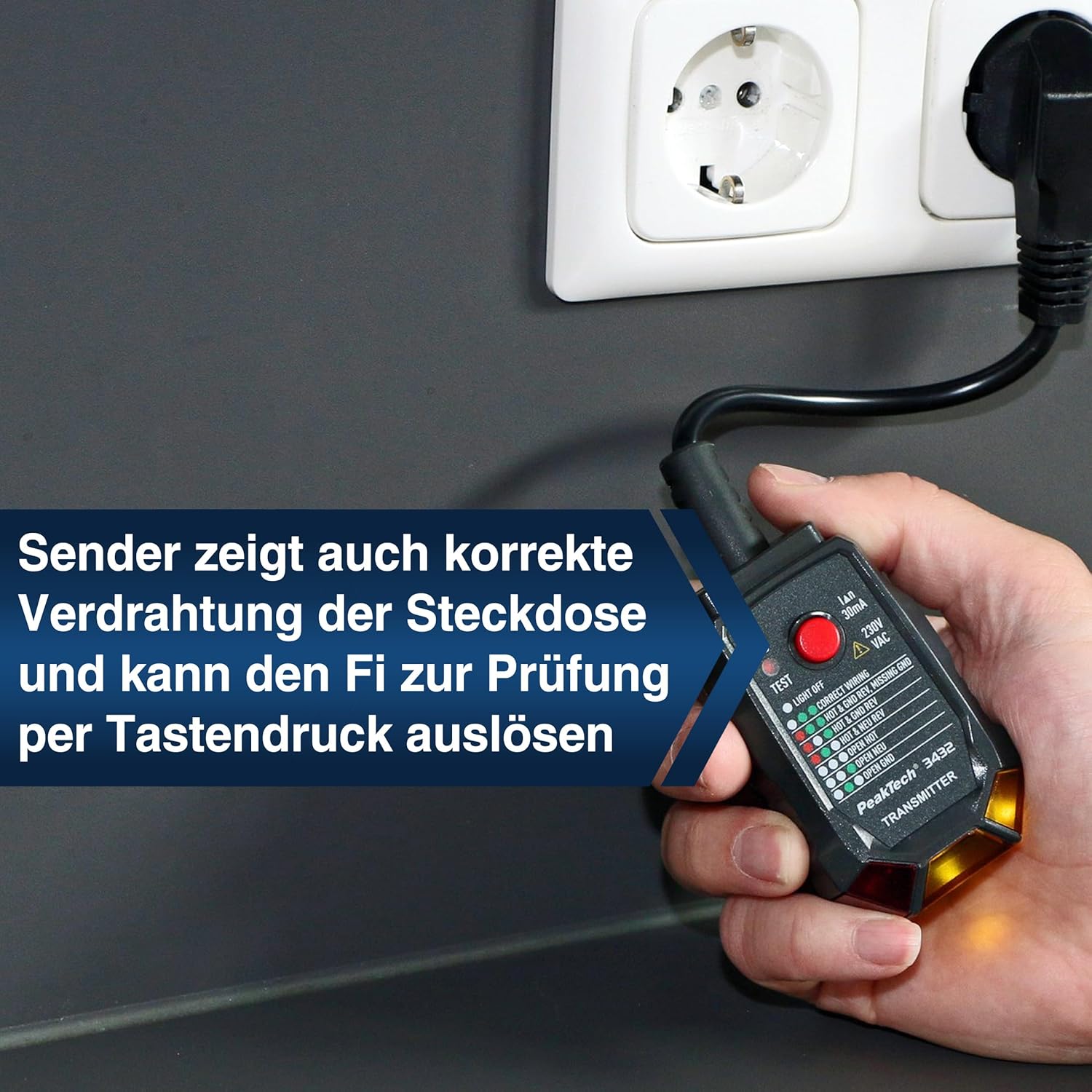 Thumbnail 4 de PeakTech P 3432 Sicherungsfinder und Spannungsprüfer – NCV-Phasenprüfer mit Steckdosentester