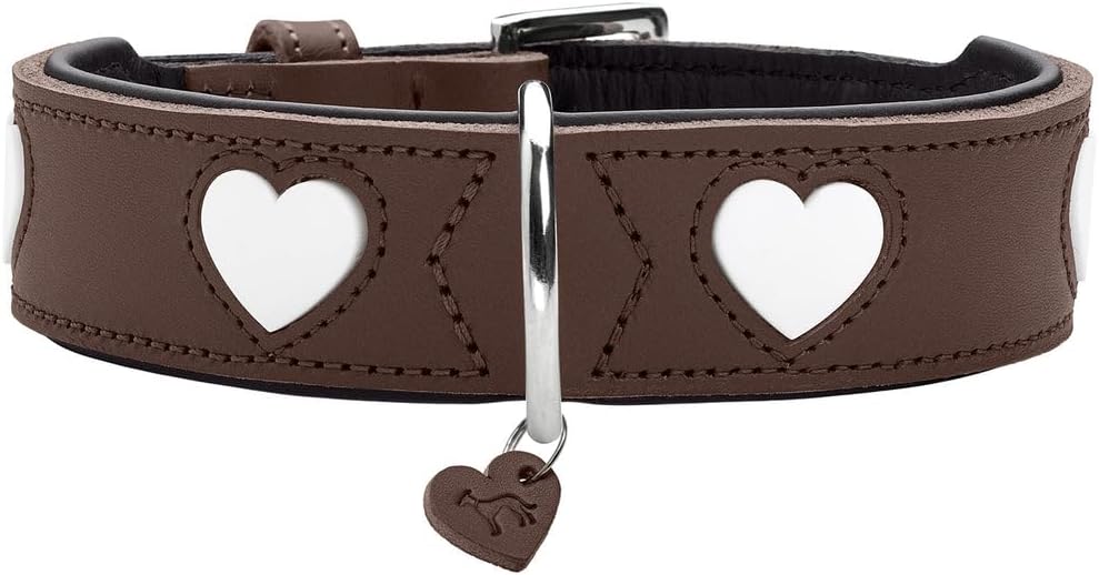 Detalle de Hunter Hundehalsband Love – Braun/Schwarz, Größe 50, handgefertigt in Deutschland