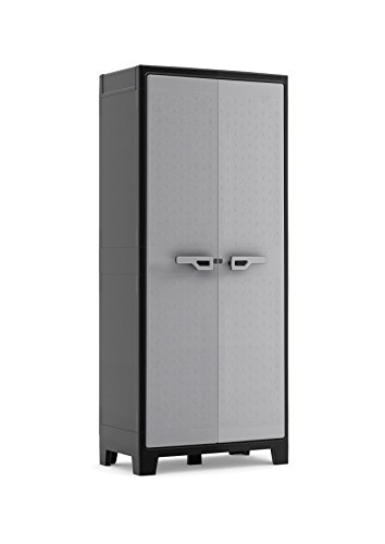 Detalle de Keter Armario Titan Alto de resina negro/gris con 2 puertas y 4 baldas regulables