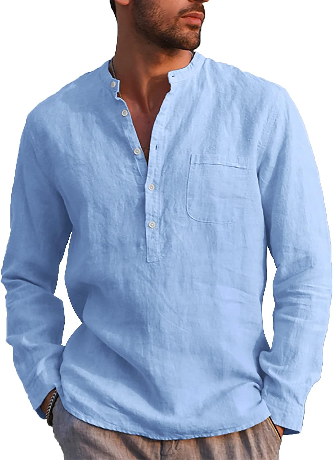 Detalle de LVCBL Camicia da Uomo A Maniche Lunghe