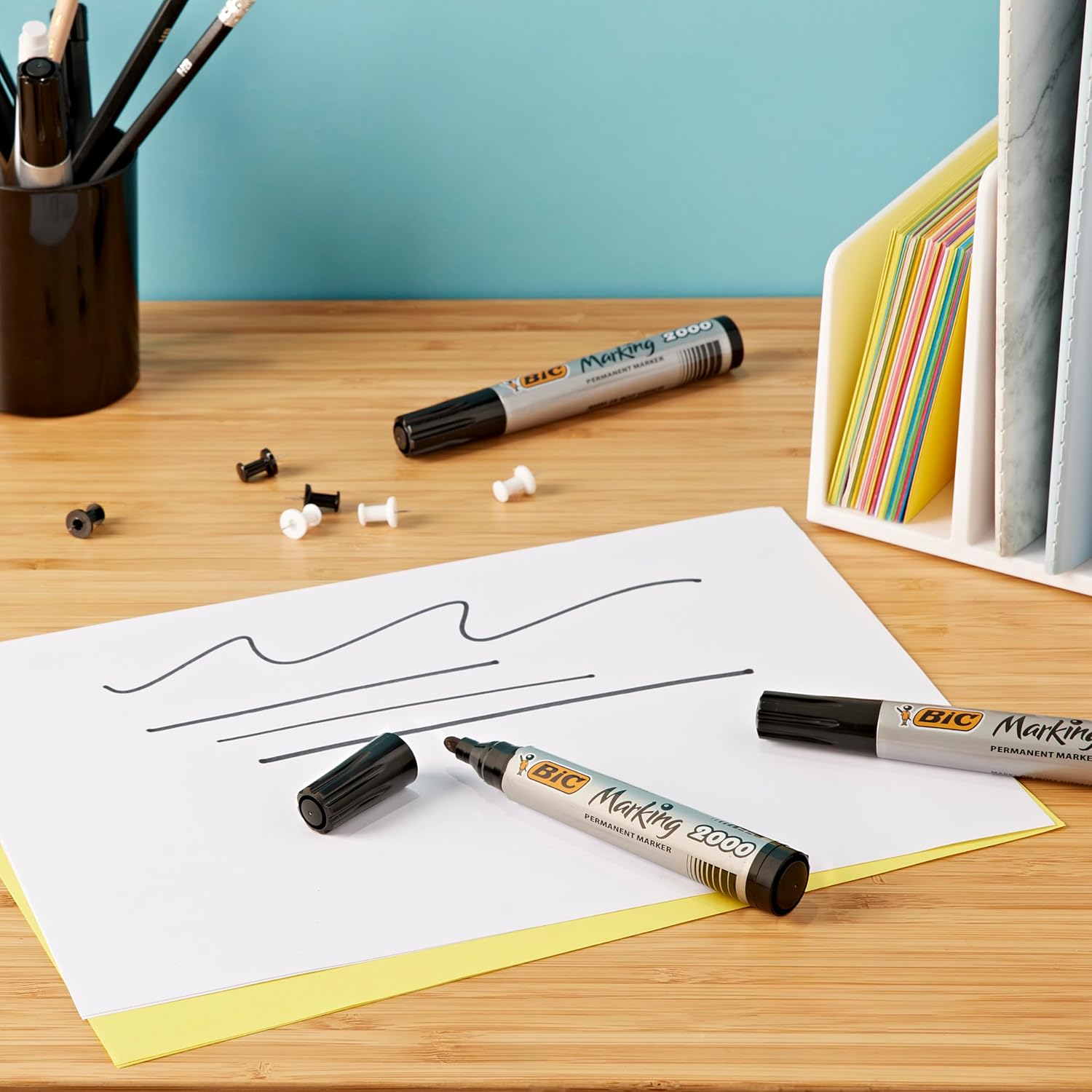 Detalle de BIC Marking 2000 Permanent Marker, 12er Pack – Schwarz, 1,7 mm Line, wasserfest