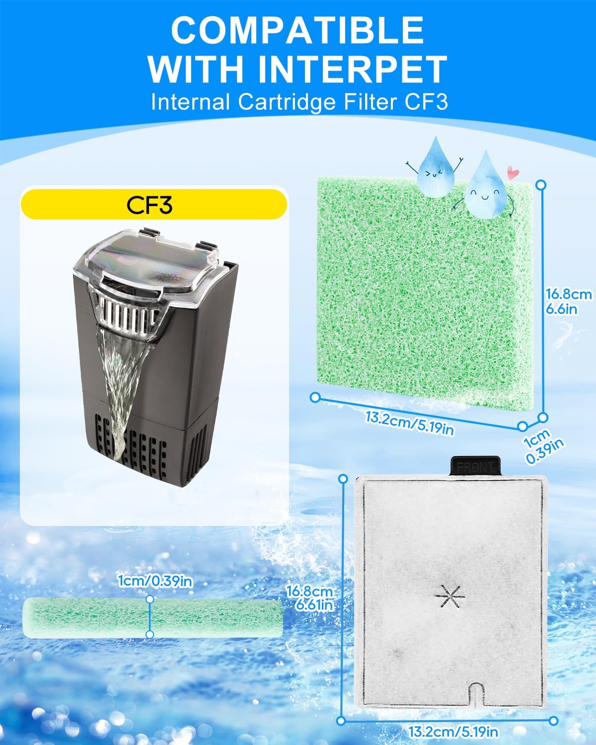 Detalle 2 de ZaKaBox CF3 Replacement Filter Kit for Interpet Internal Filter (5+5 Pack): 5 Months of Filtration with 10mm Algaway Pads
