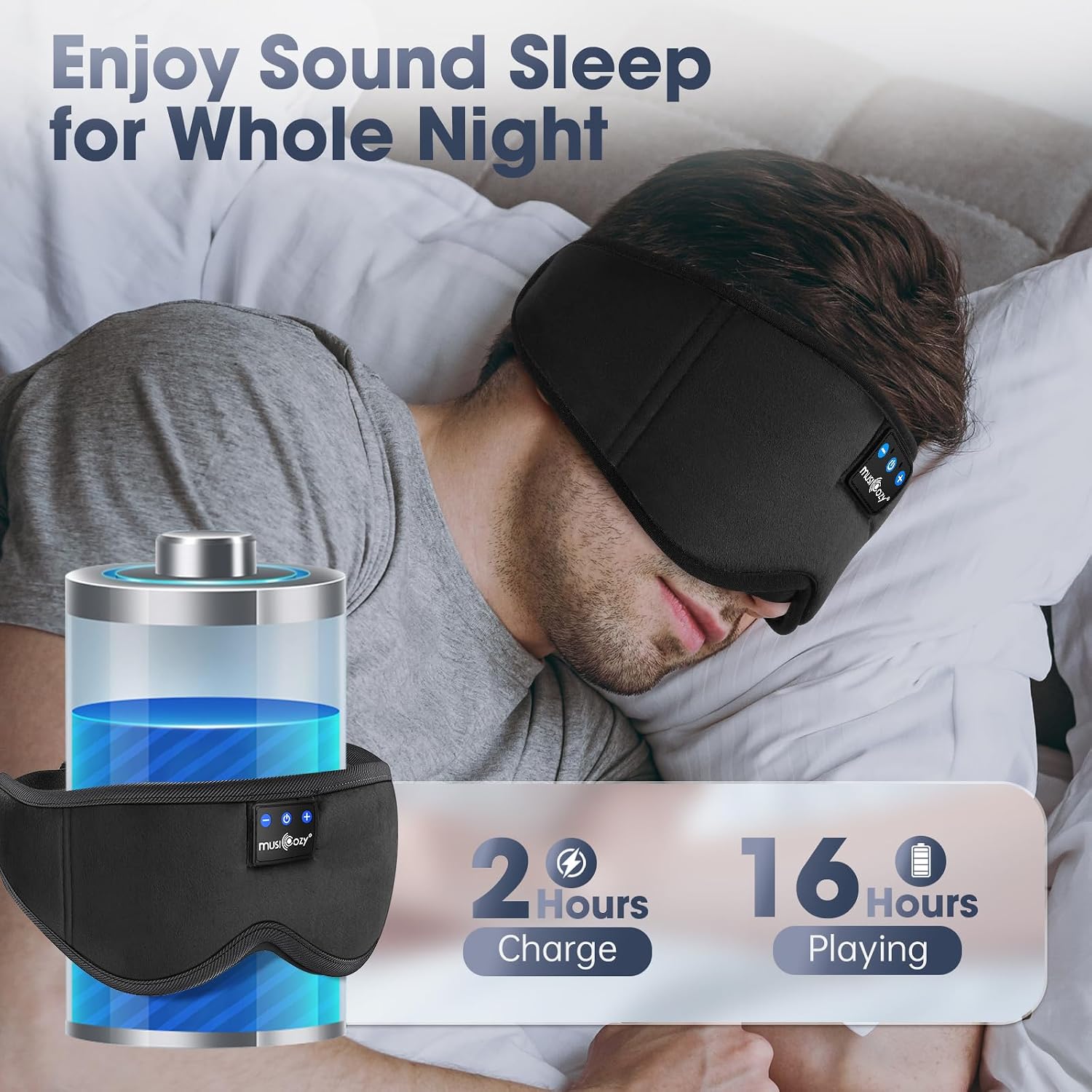 Detalle 2 de MUSICOZY Bluetooth Sleep Mask Headphones