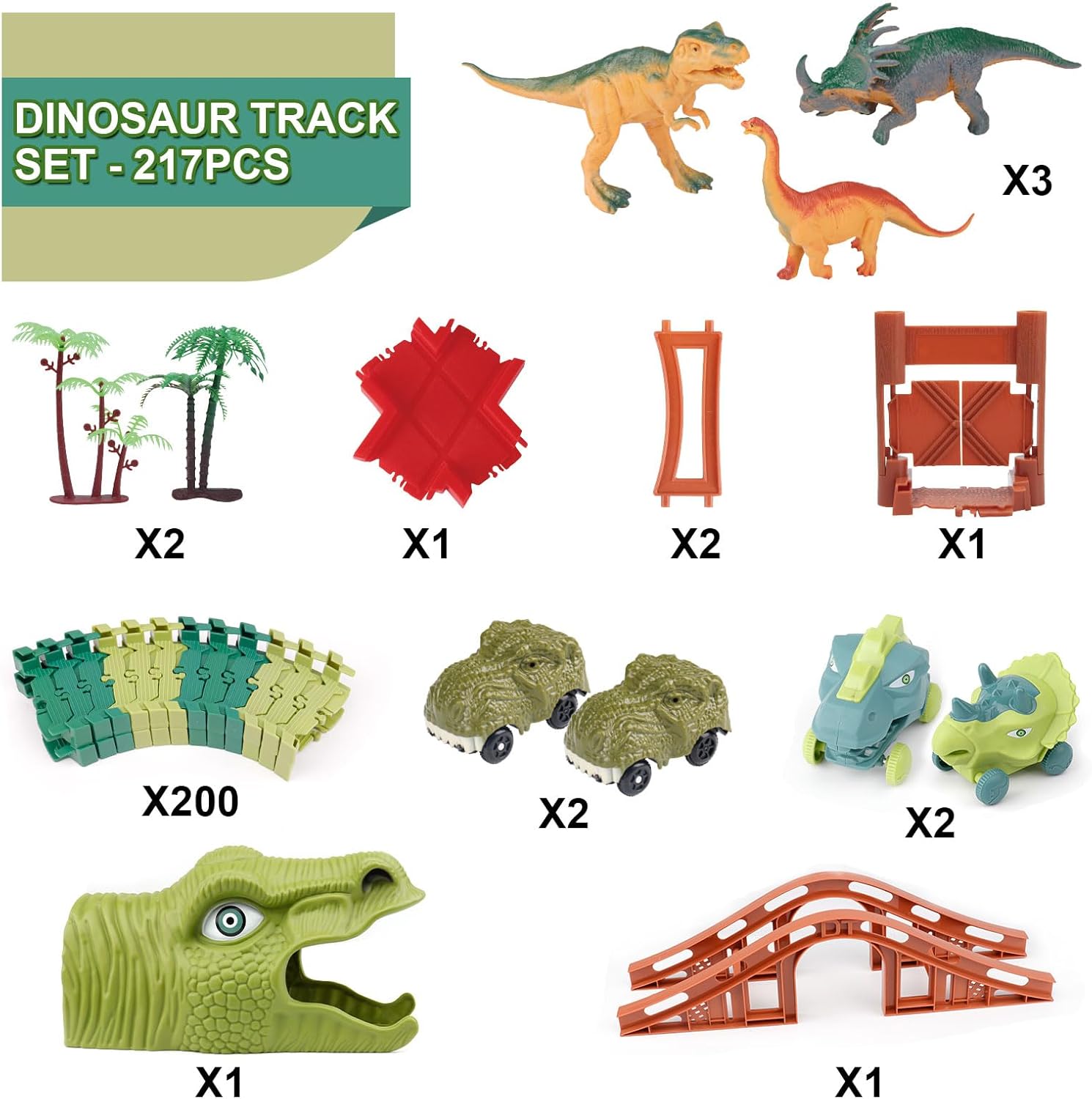Detalle 2 de GIAT Dinosaur Track Toys 217‑Piece Set