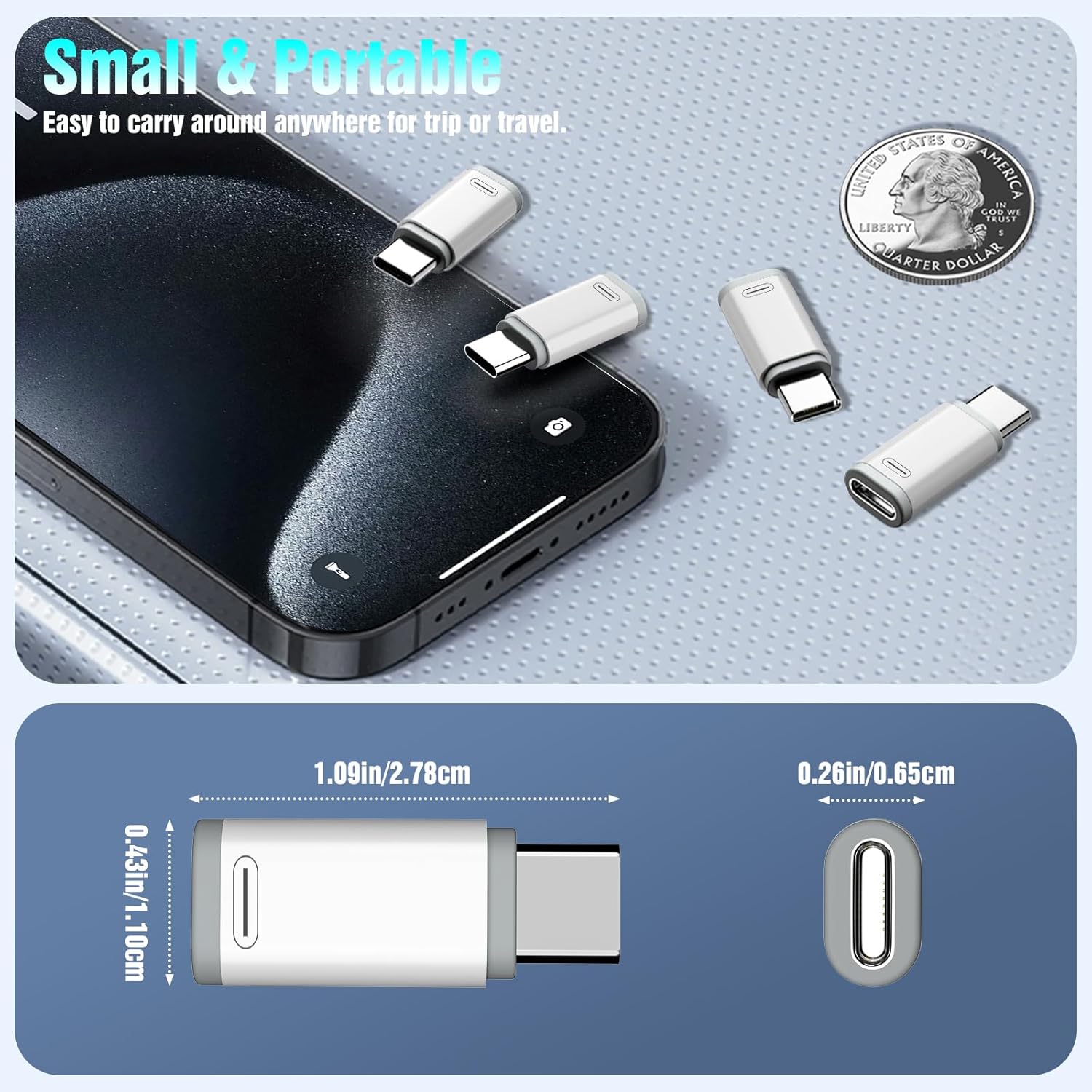 Thumbnail 6 de TiMOVO Adattatore Lightning Femmina a USB-C Maschio con Anelli Anti-Lost – Pack da 4