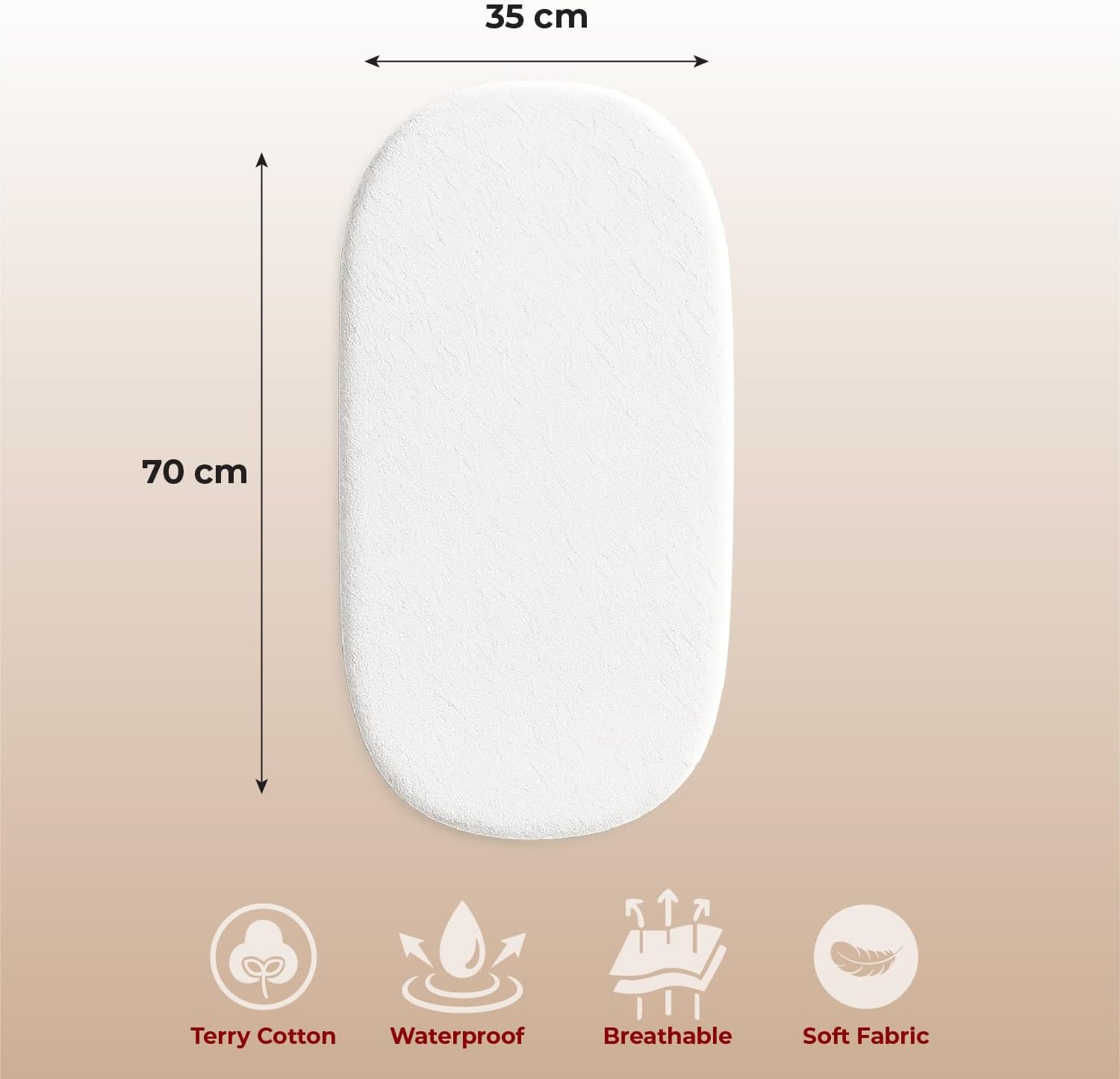 Detalle de Lakhmaali 2x Moses Basket Mattress Protector – 75 × 35 cm, 155 GSM Terry Towelling, Waterproof & Silent