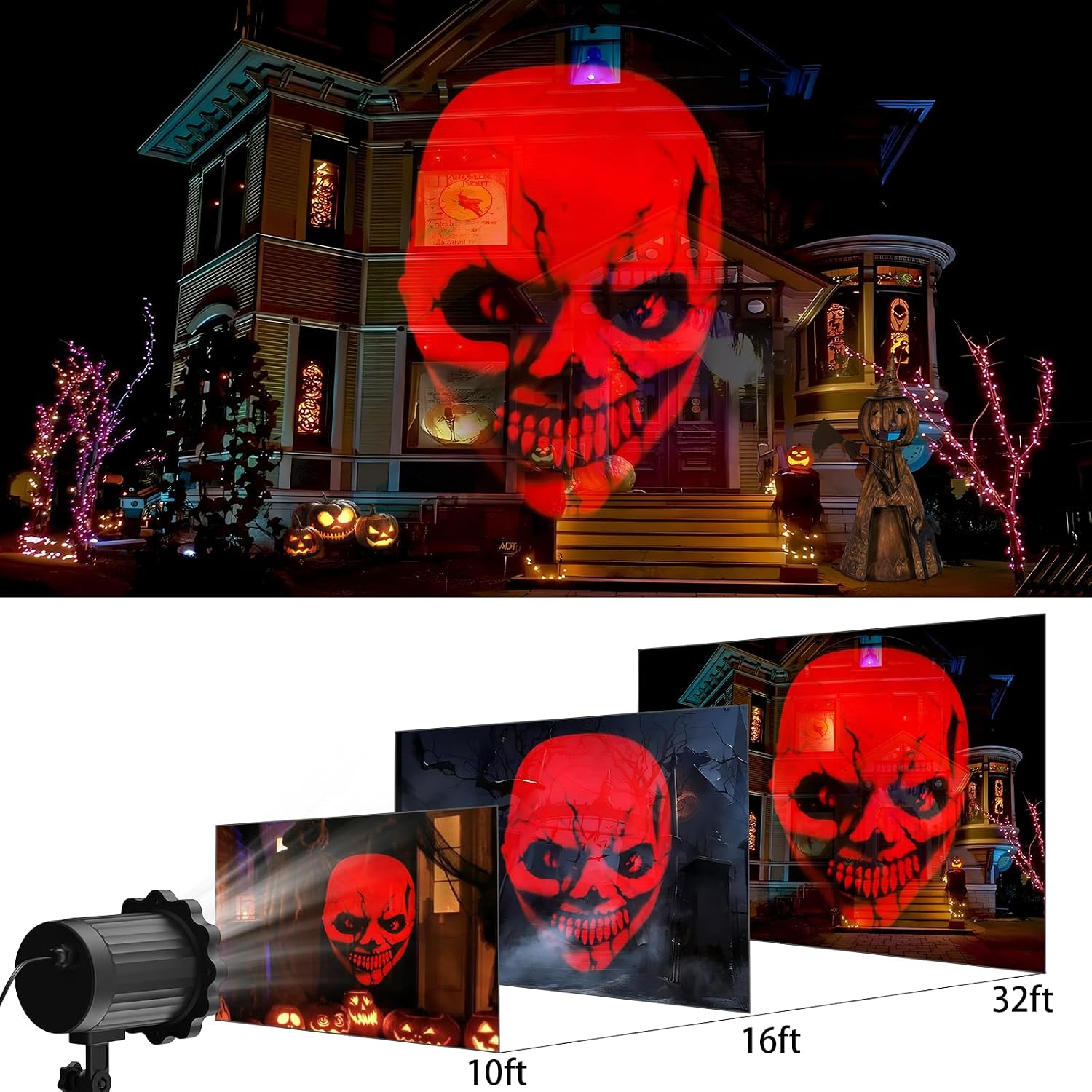 Detalle 2 de Beforalla SE369-21 Halloween Projector Light, Red 3D Dynamic Skull