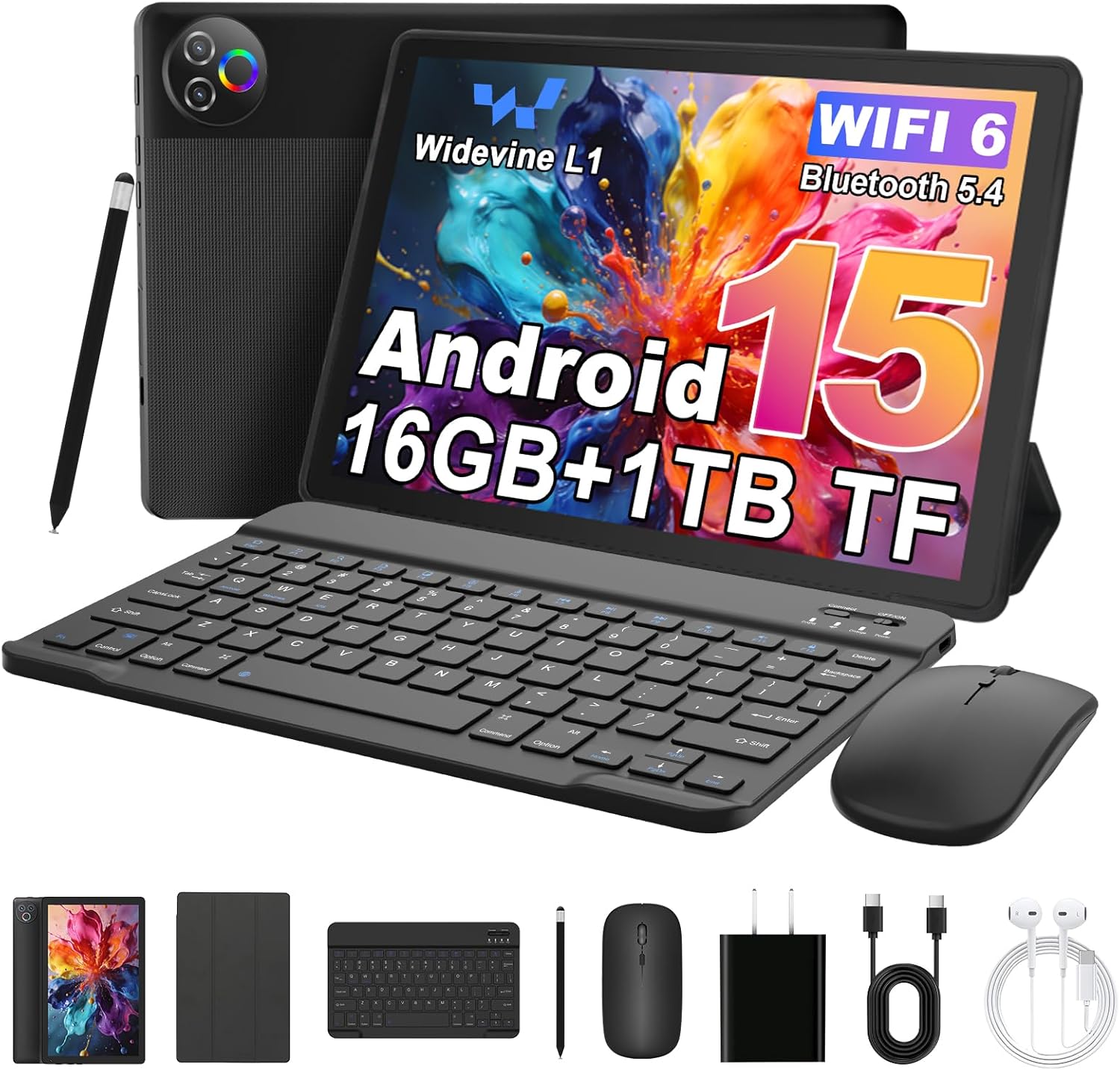 Detalle de MUISOO Latest 2026 Android Tablet with Keyboard Bundle (Black)