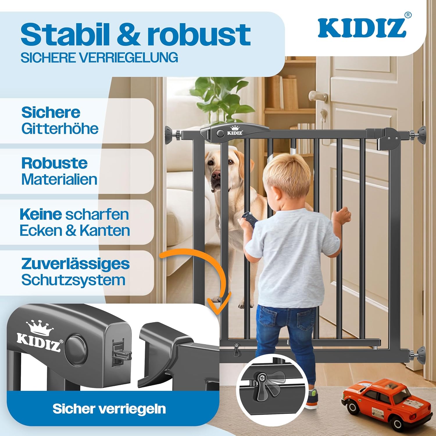 Thumbnail 5 de KIDIZ Treppenschutzgitter ohne Bohren (verstellbare Breite 81–87 cm) in Anthrazit