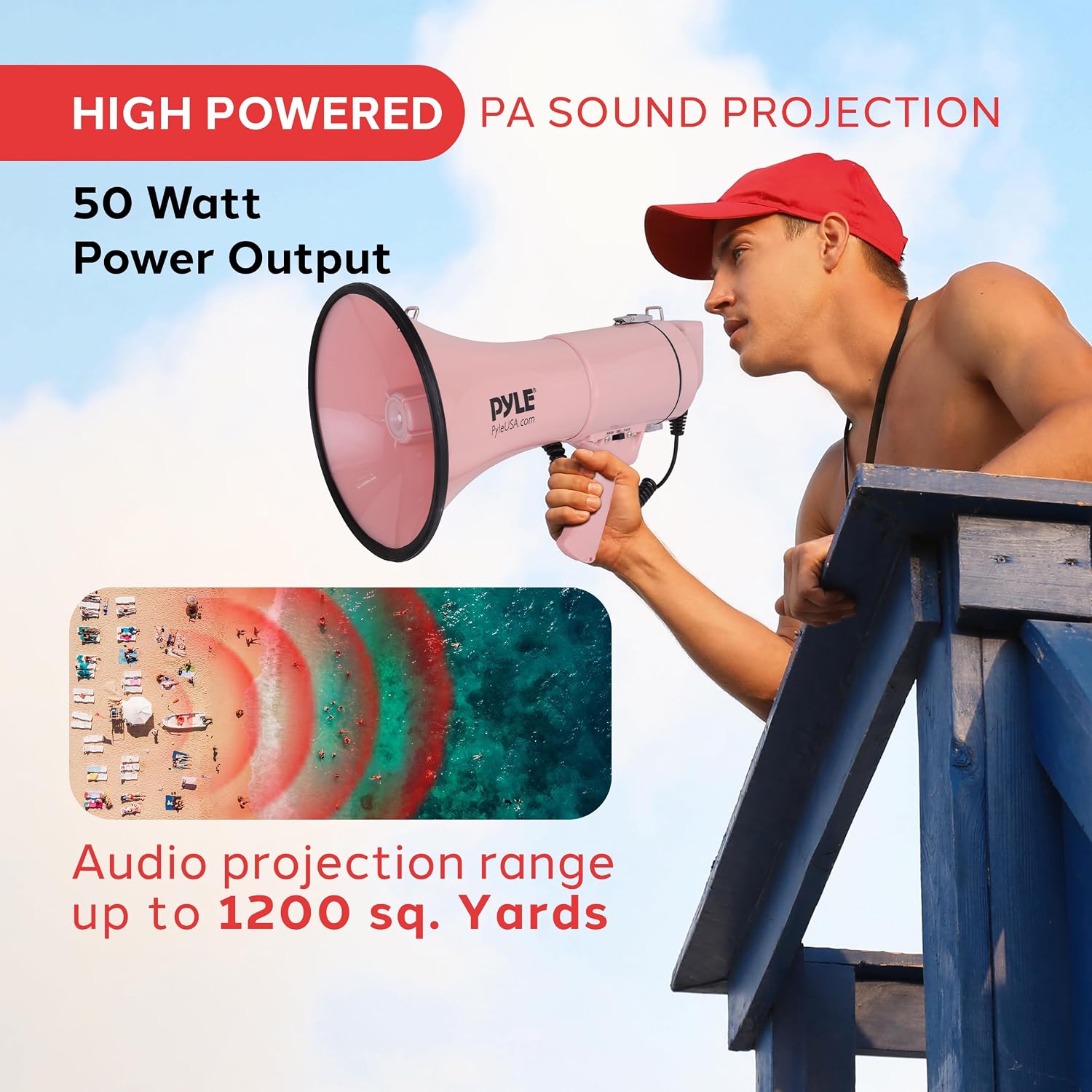 Detalle 2 de 50W Pyle megaphone speaker with siren