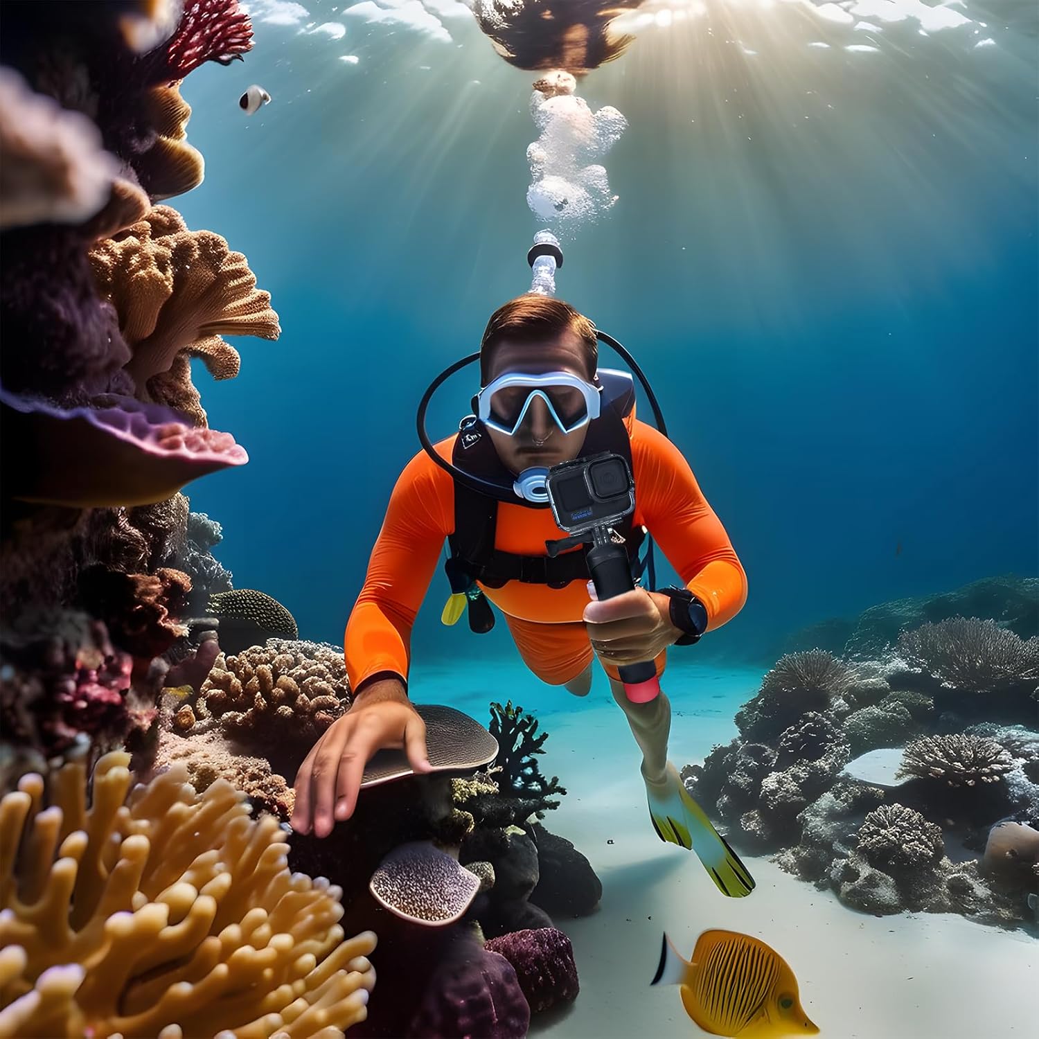 Thumbnail 5 de HSU wasserdichter Einbeinstativ-Schwebegriff für Action-Kameras (z. B. GoPro Hero 12/11/10/9/8/7/6/5/4 Session, DJI Osmo u. a.)