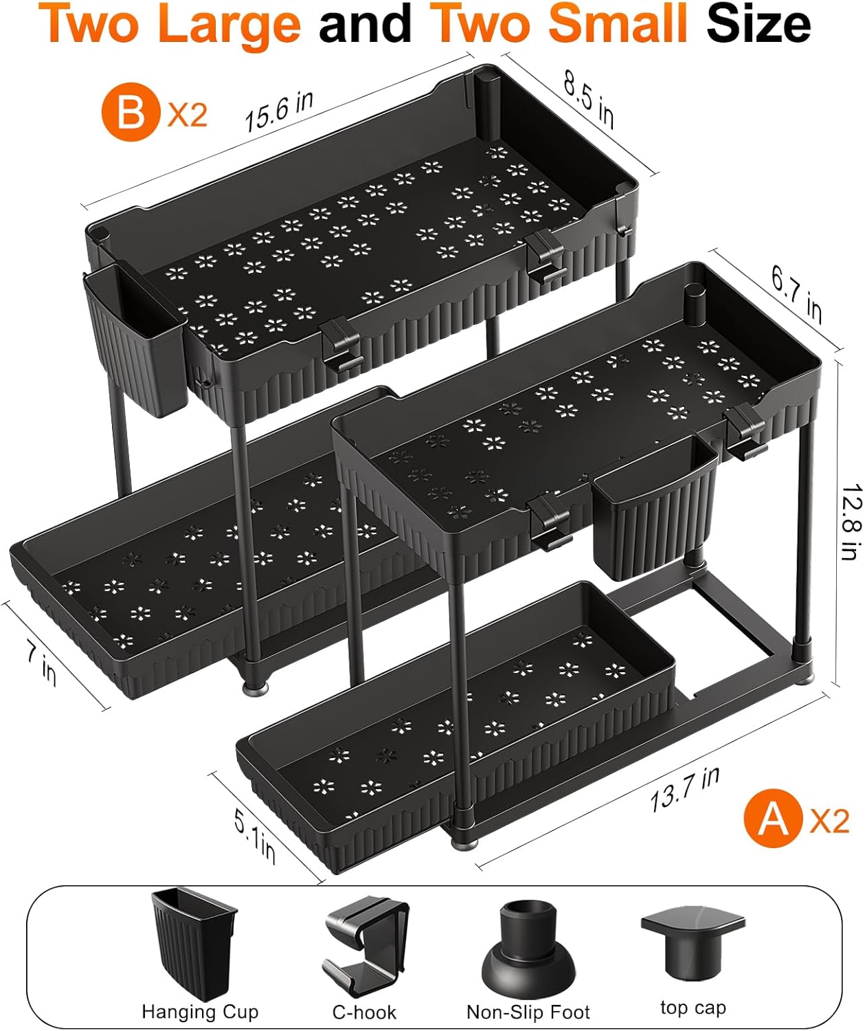 Thumbnail 5 de Sevenblue 2-Tier Under Sink Organizer 4-Pack 🚪