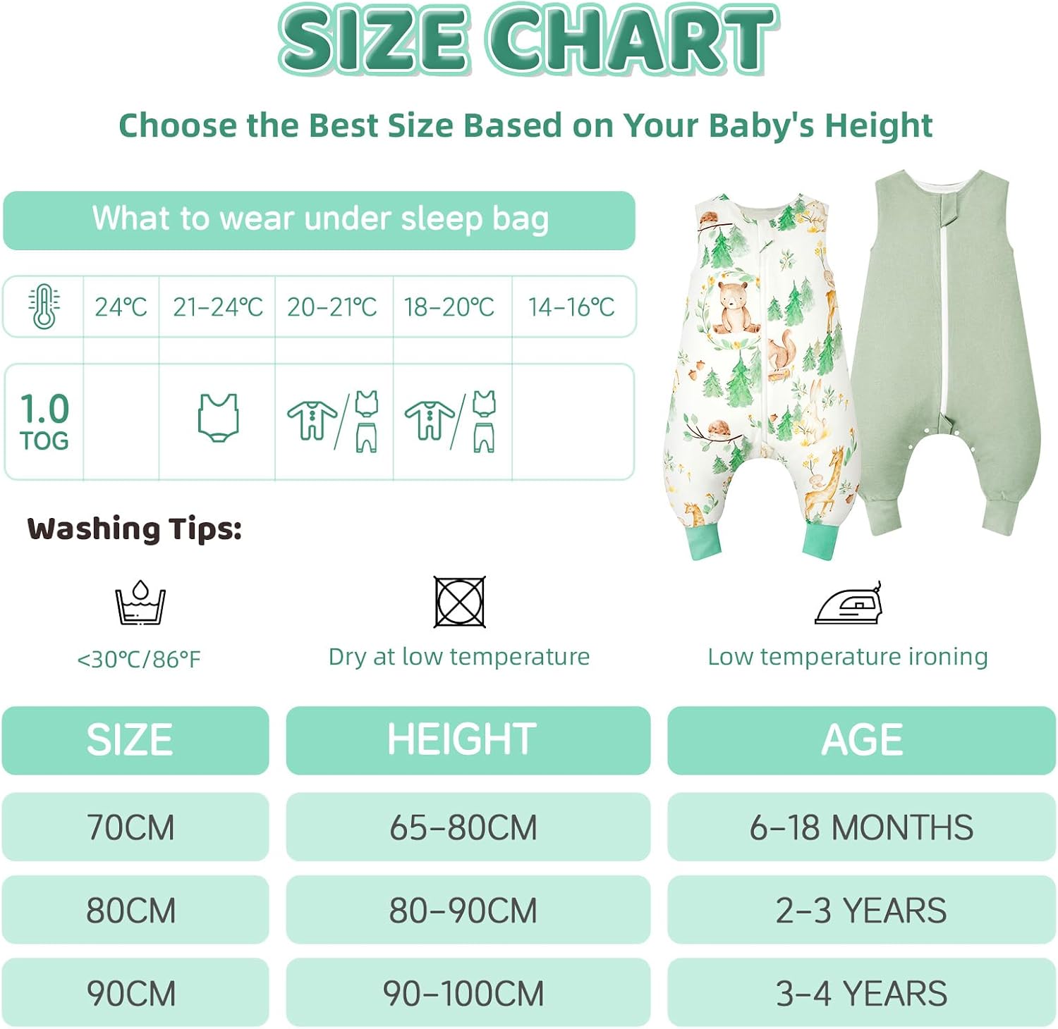 Thumbnail 6 de WYTbaby 2 Pack Sleeping Bag with Legs (0.5, 1, 1.5 Tog) – 100% Cotton Baby Sleep Sack