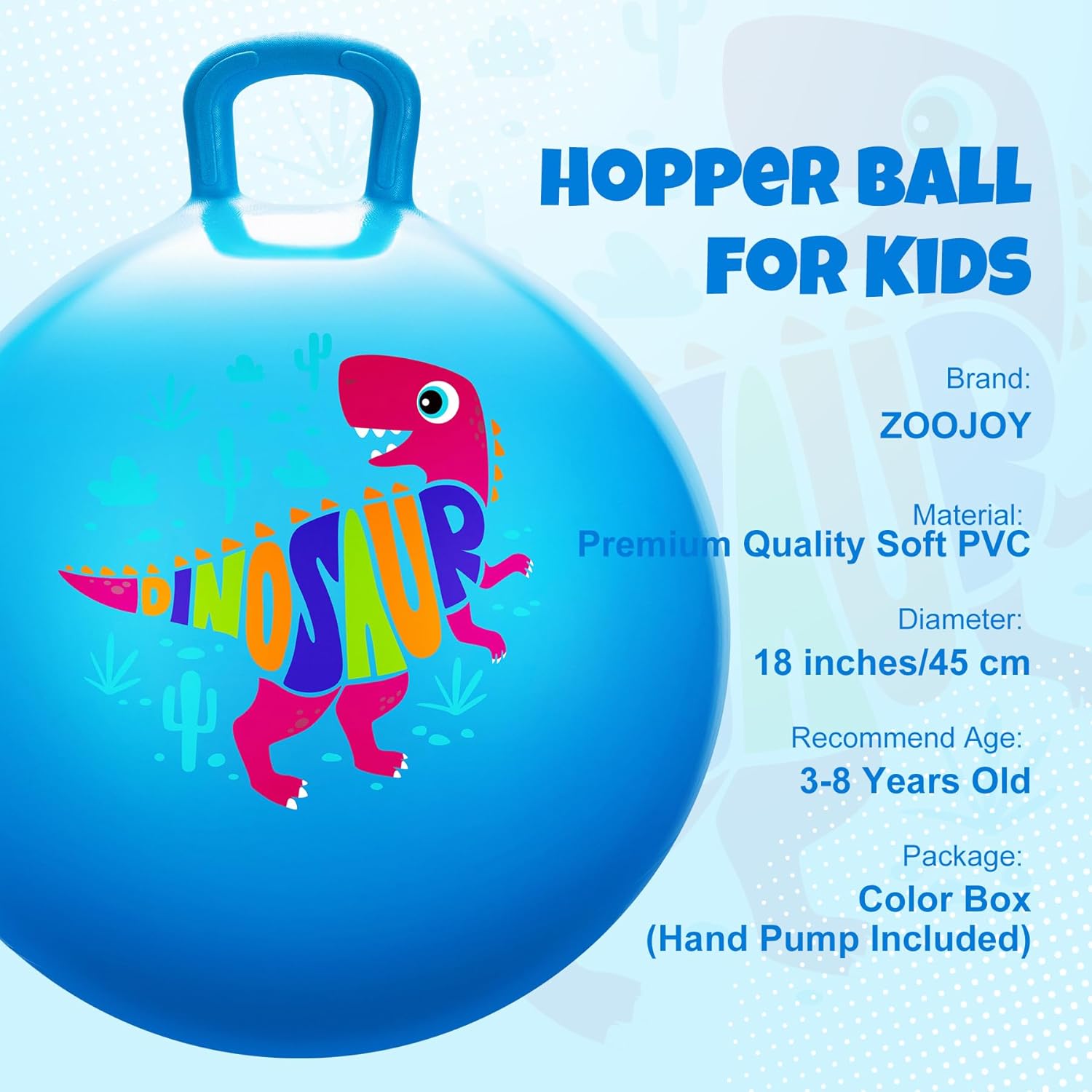 Thumbnail 1 de ZOOJOY 18-Inch Dinosaur Hopper Ball with Handle for Kids