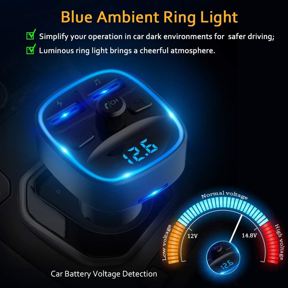 Thumbnail 3 de Cocoda Bluetooth FM Transmitter for Car with Blue Ambient Ring Light and Handsfree